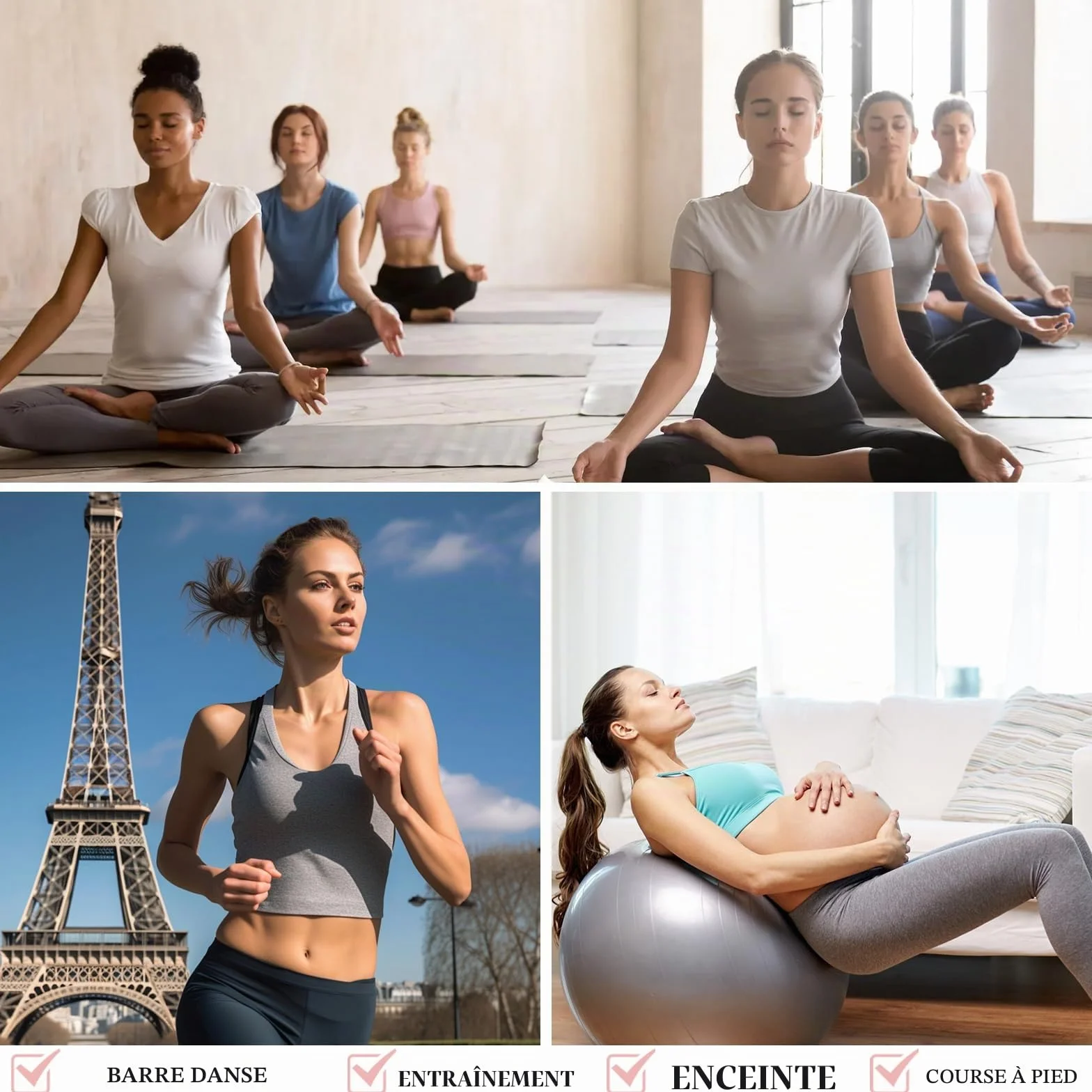 Chaussettes Pilates Femme 36-41 Anti-Dérapantes Semelle Grippée Yoga Barre Ballet Danse