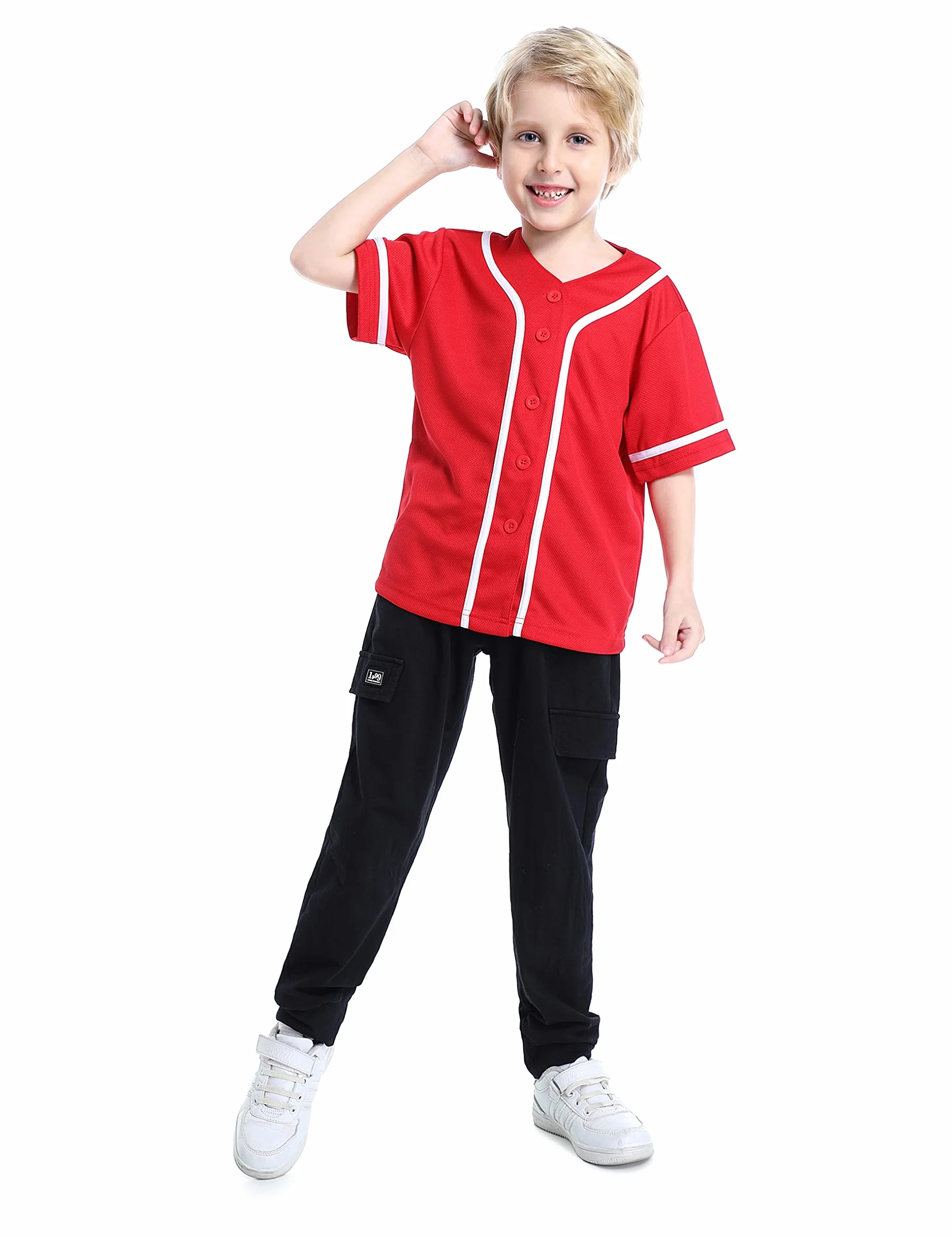 TopTie Maillot de baseball personnalisé pour garçons, jersey boutonné vers le bas