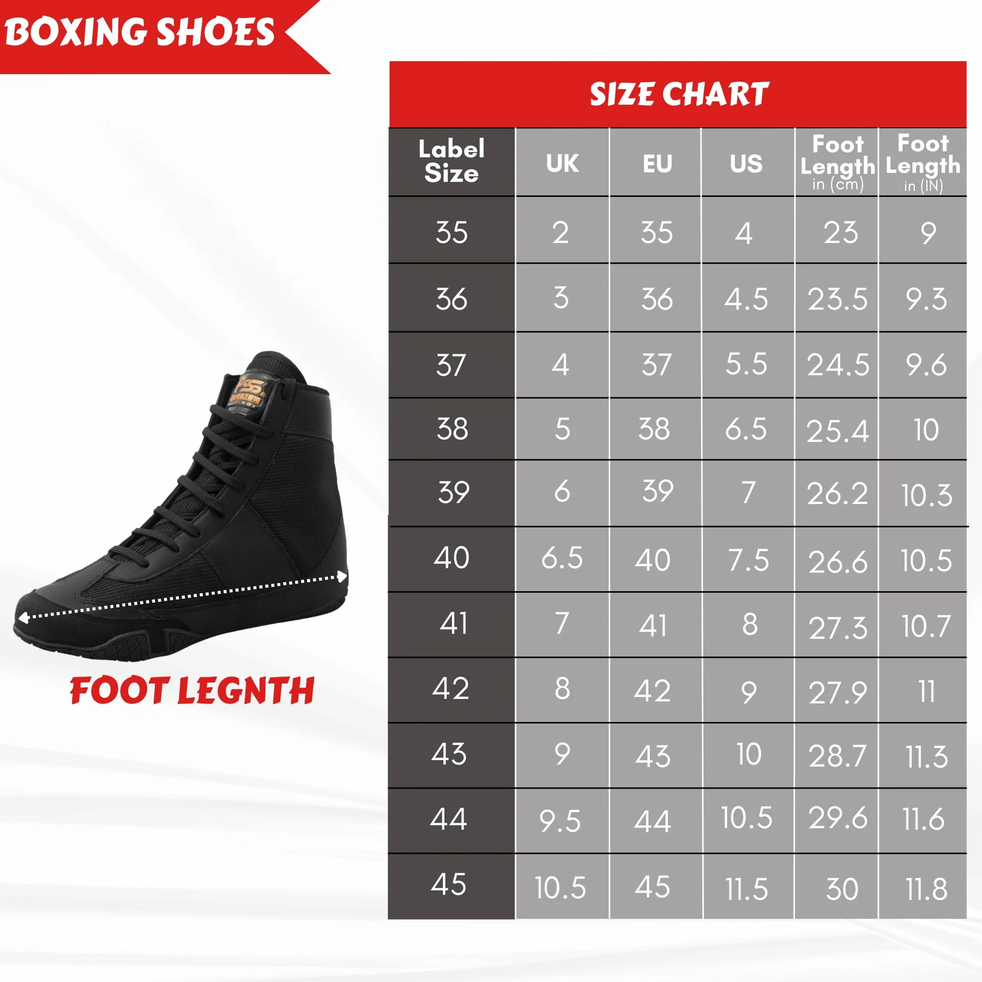 PSS Baskets Chaussures Sports Boxe Muay Thai Kickboxing Taekwondo Lacets Longs Semelle Antidérapante Noir
