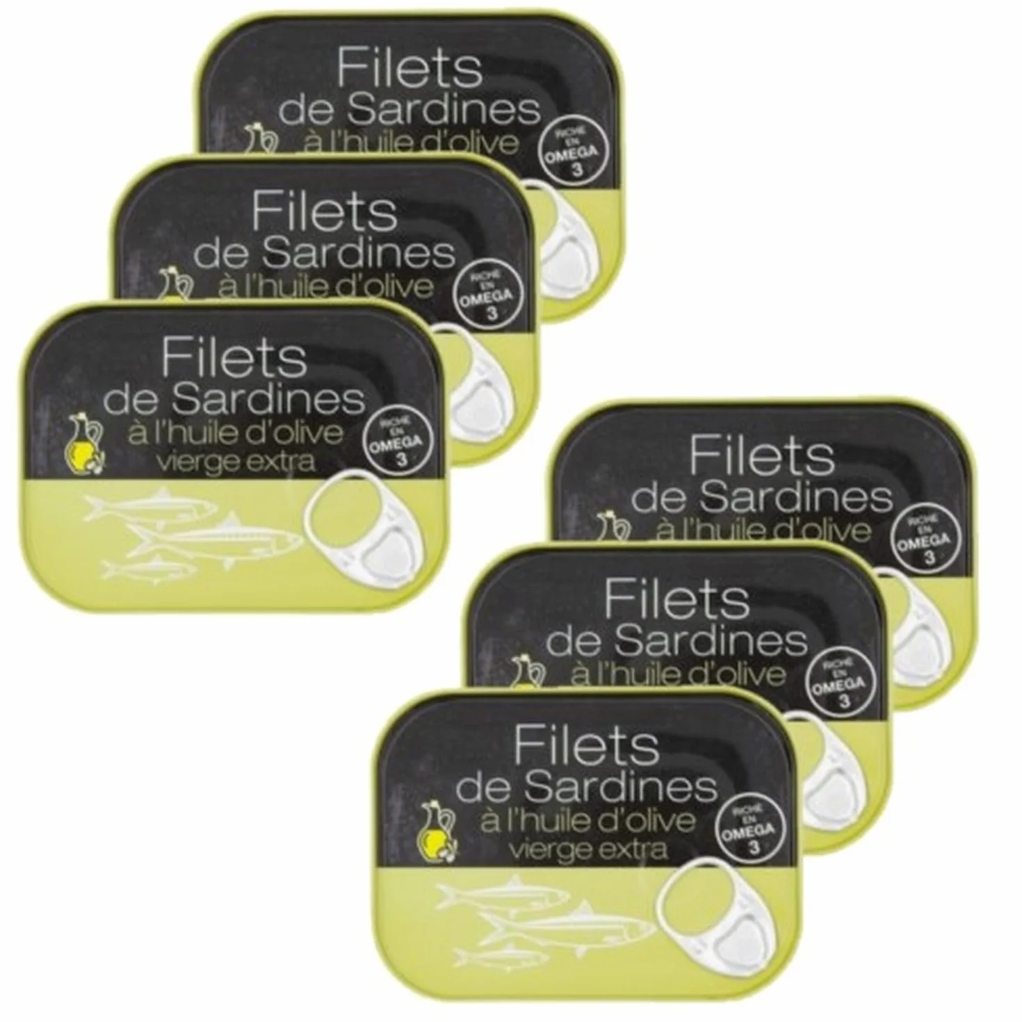 Lot 6x Filets de sardines à l'huile d'olive vierge extra - Conserve 100g