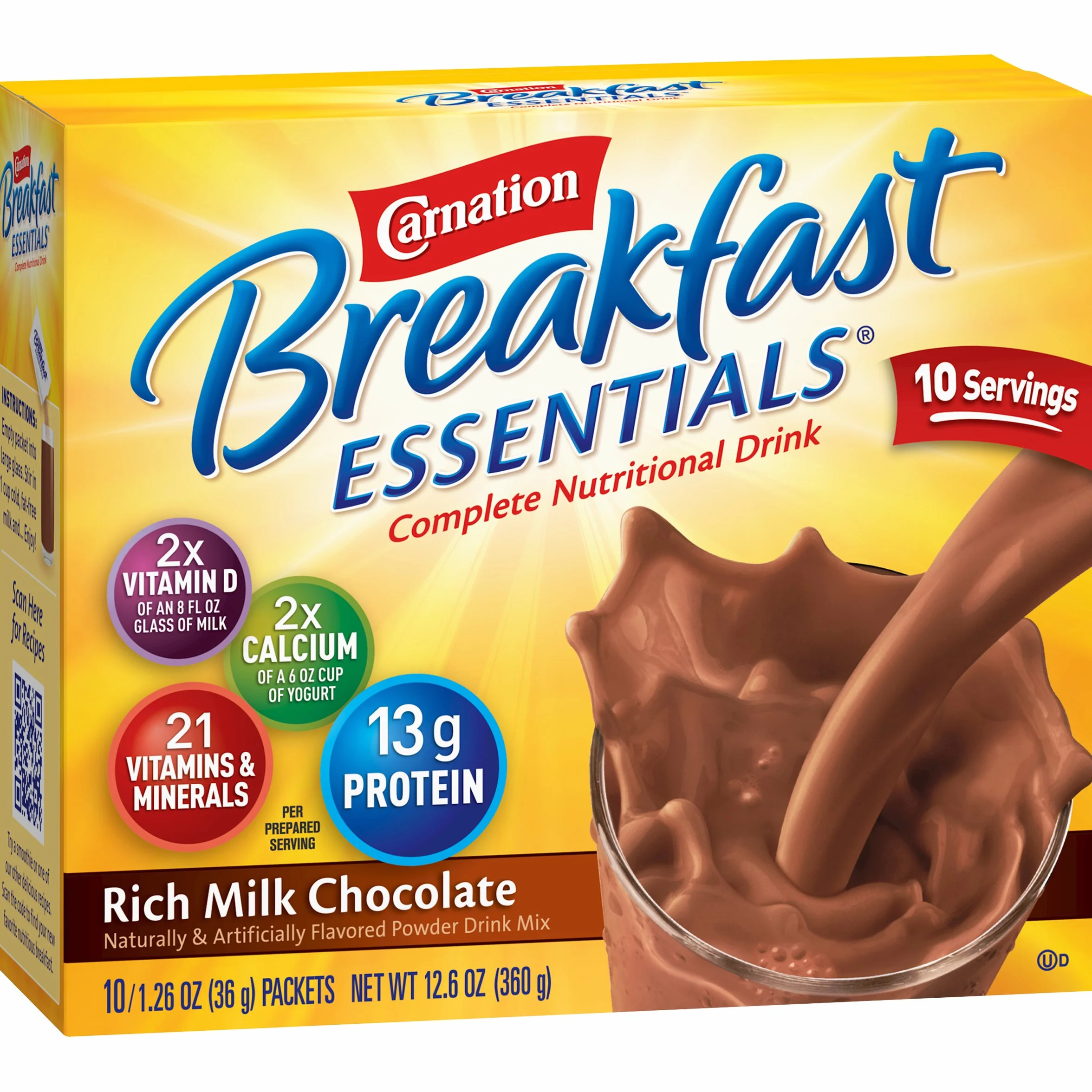 Carnation Instant Breakfast Powder, Rich Milk Chocolate, 10 pk by Carnation Breakfast Essentials