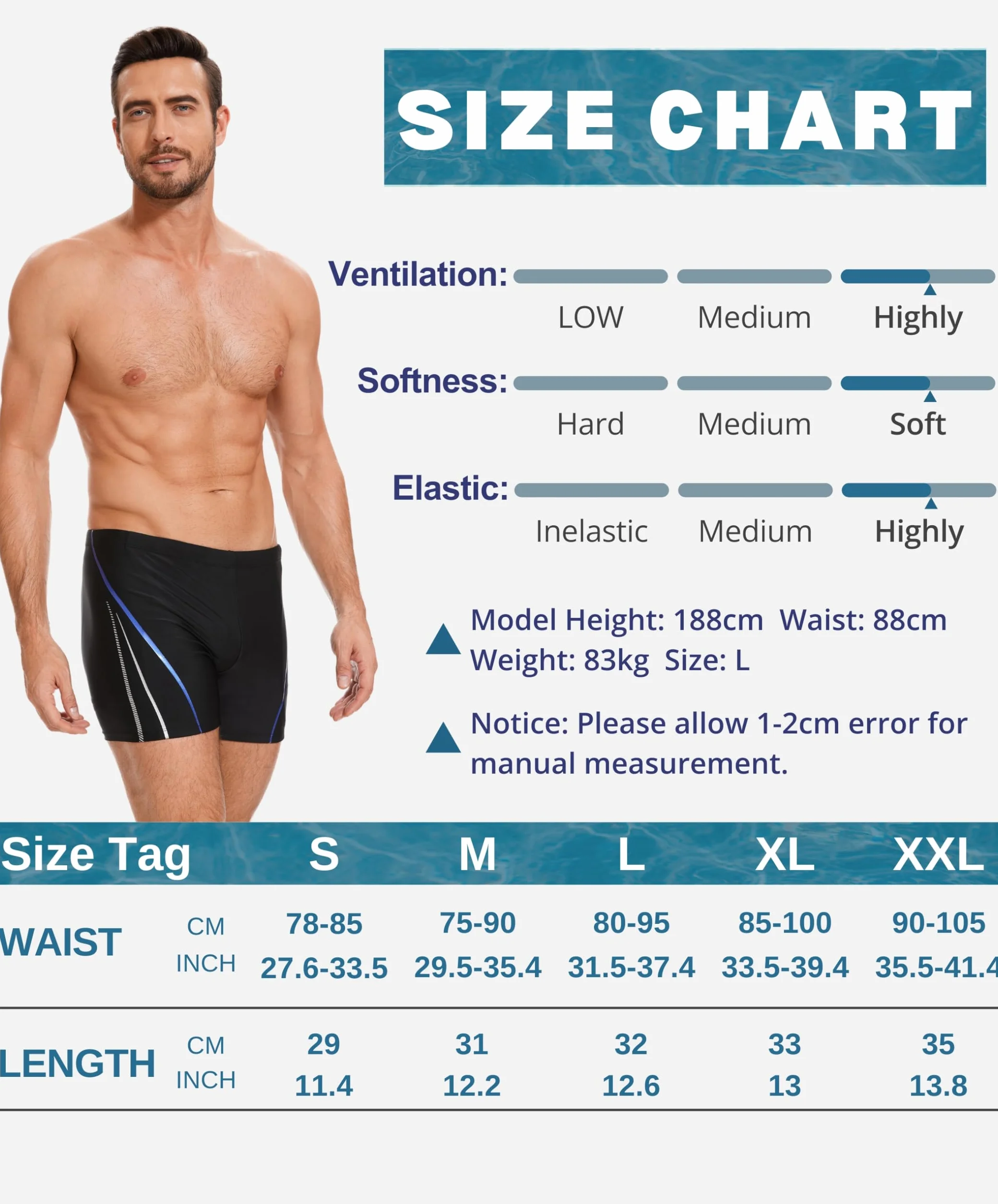 AMZSPORT Maillot de Bain Homme Séchage Rapide Boxer Plage Cordon de Serrage