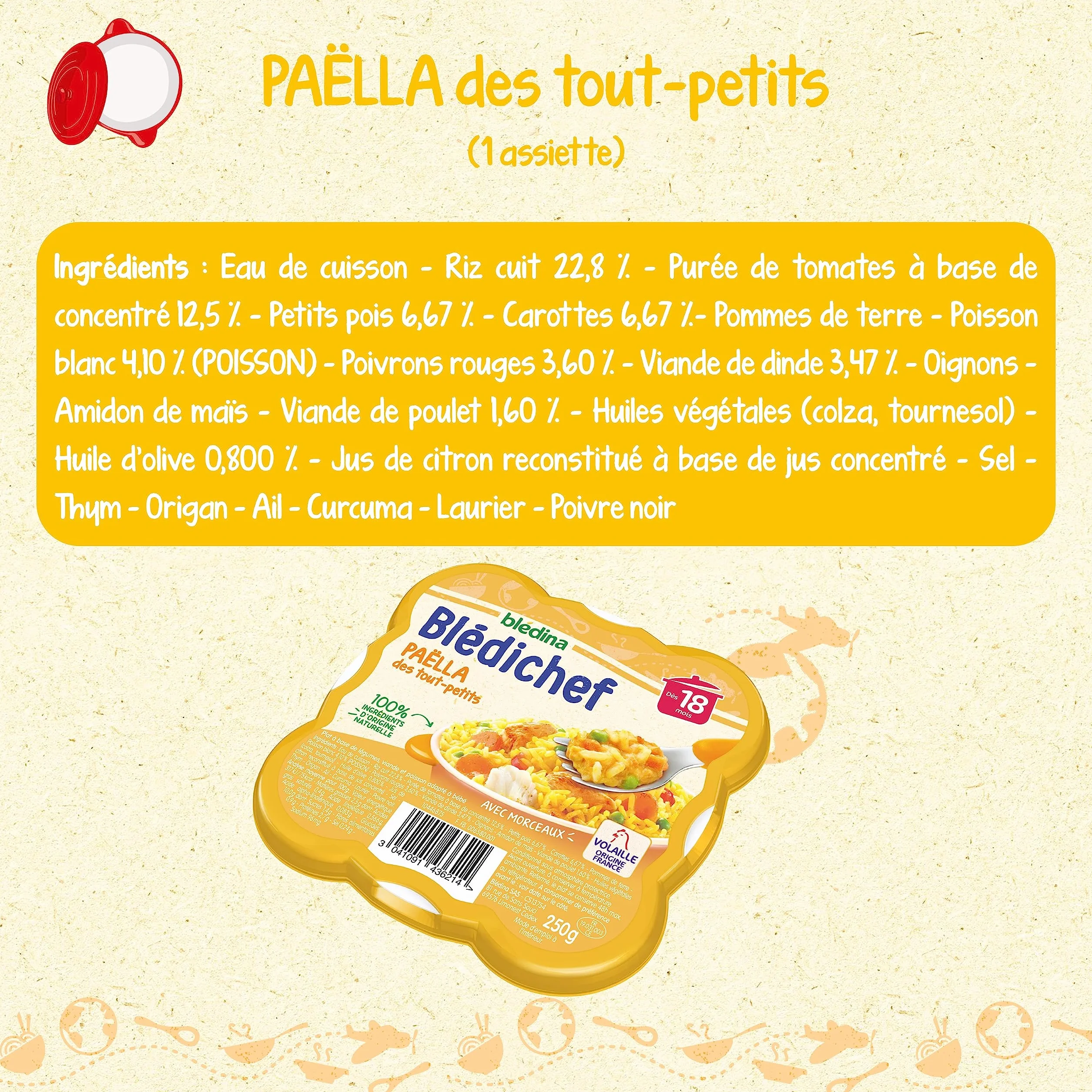 Blédina - Blédichef - 8 petits plats pour bébé - Repas midi et soir - Dès 18 Mois - 5 recettes - Pack de 8