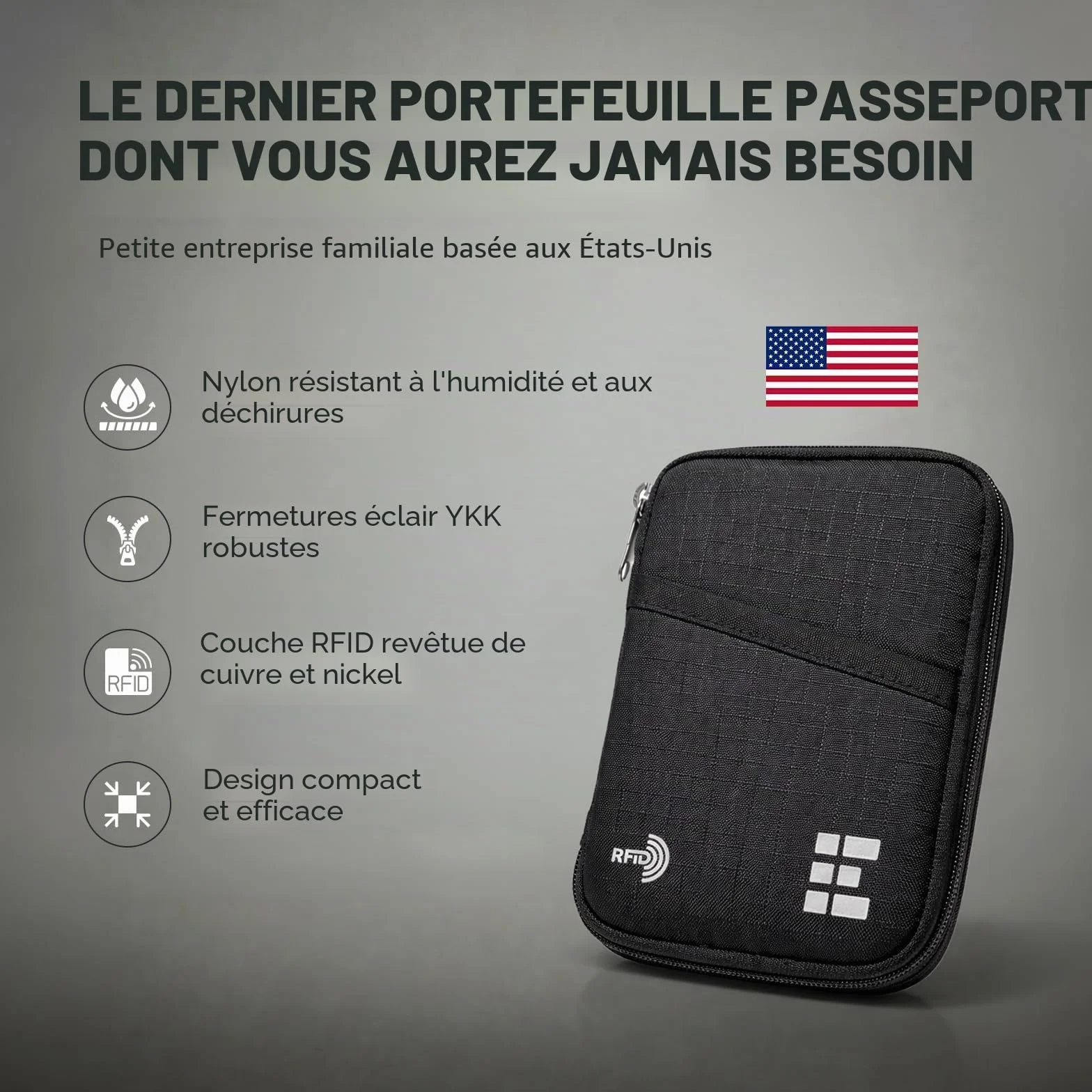 Portefeuille Passeport Zero Grid Voyage RFID