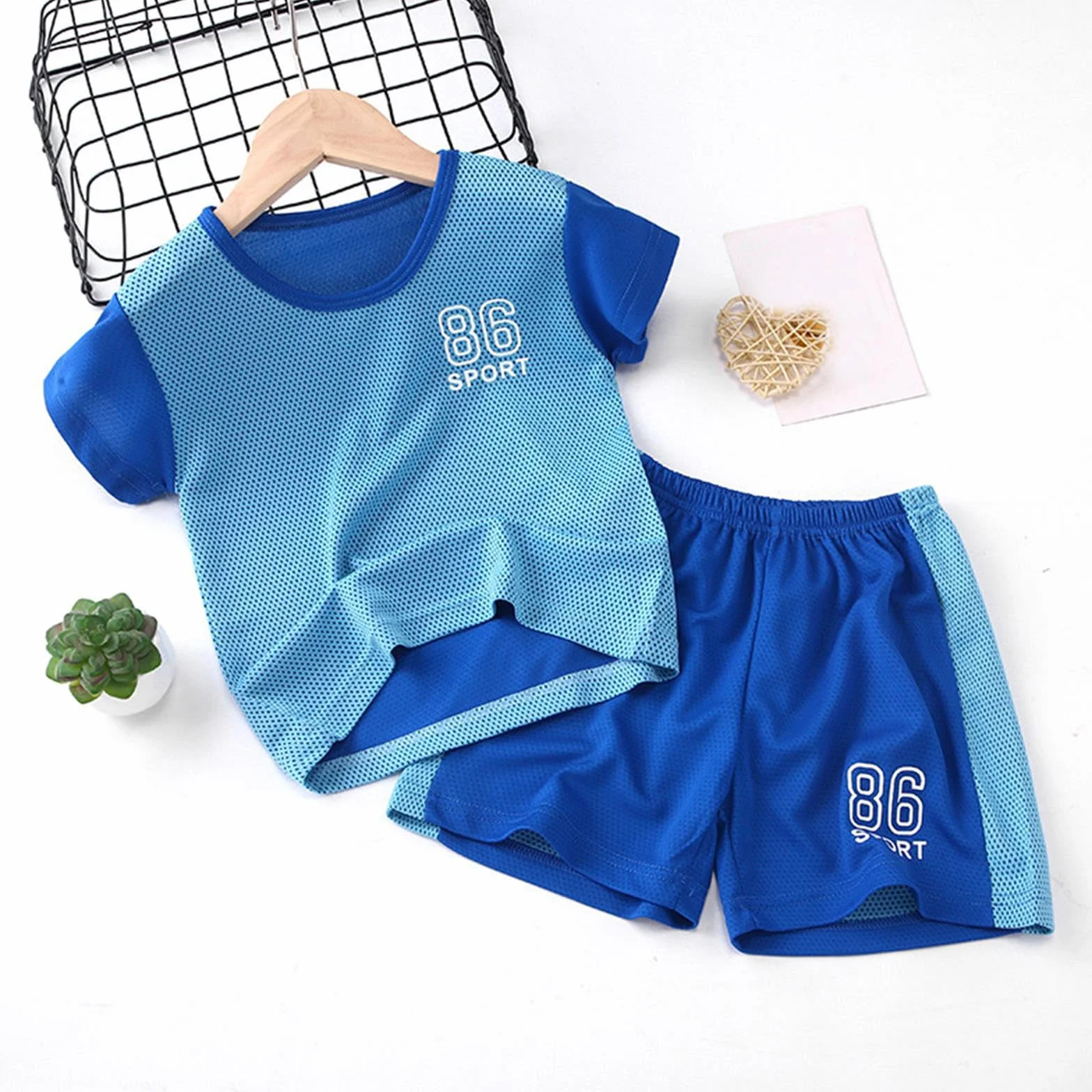 Ensemble t-shirt à manches courtes pour enfant sport fille basketball short de football 2 ensembles