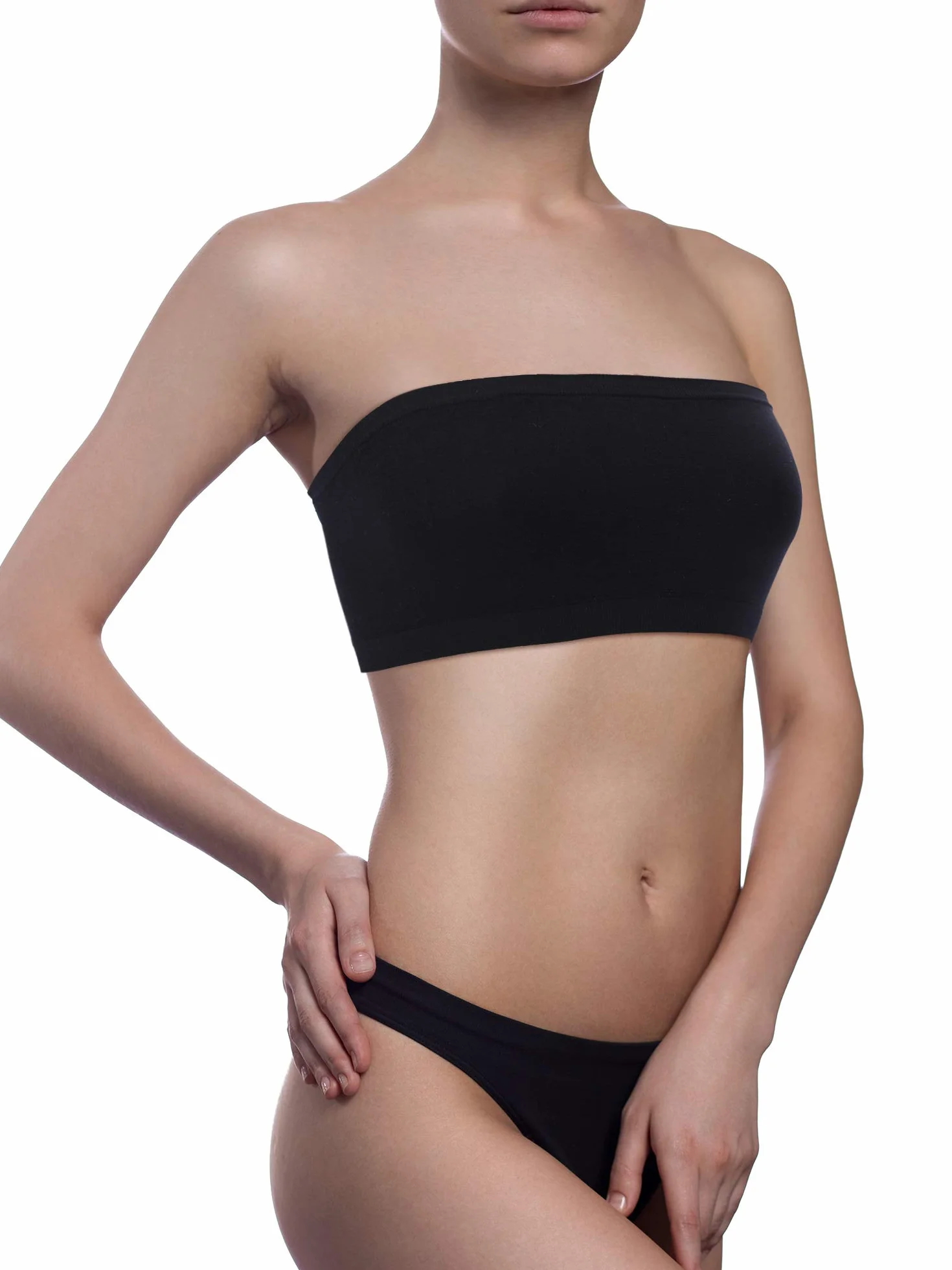 Geyoga Soutien-Gorge Bandeau sans Bretelles Tube Non Rembourré Extensible sans Couture 3 Pcs