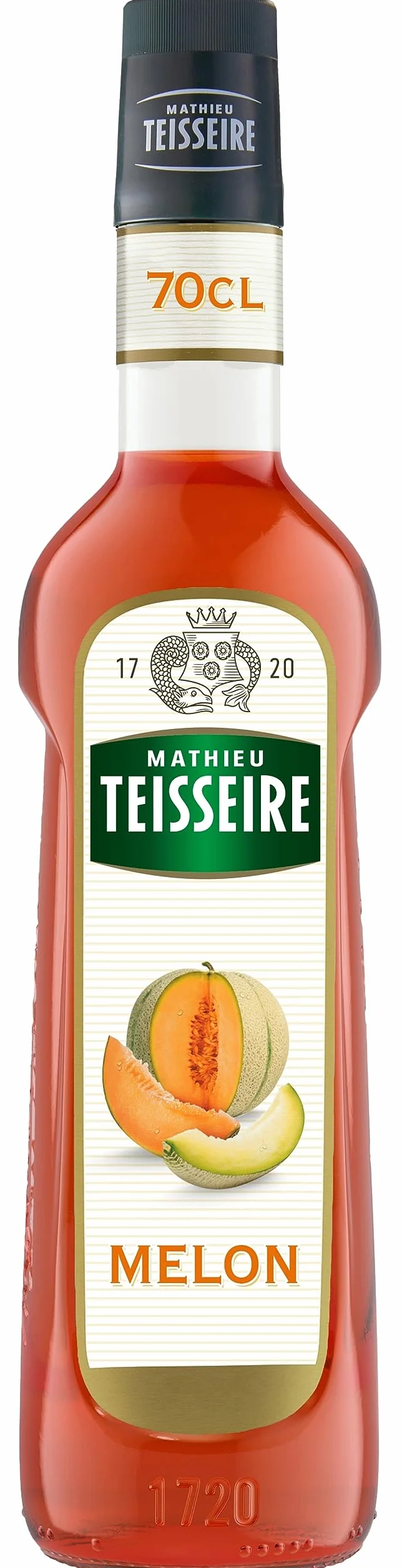 Sirop de Melon Mathieu Teisseire, pour boissons, sodas, cocktails avec ou sans alcool, milk-shakes, smoothies, bouteille de 70cl