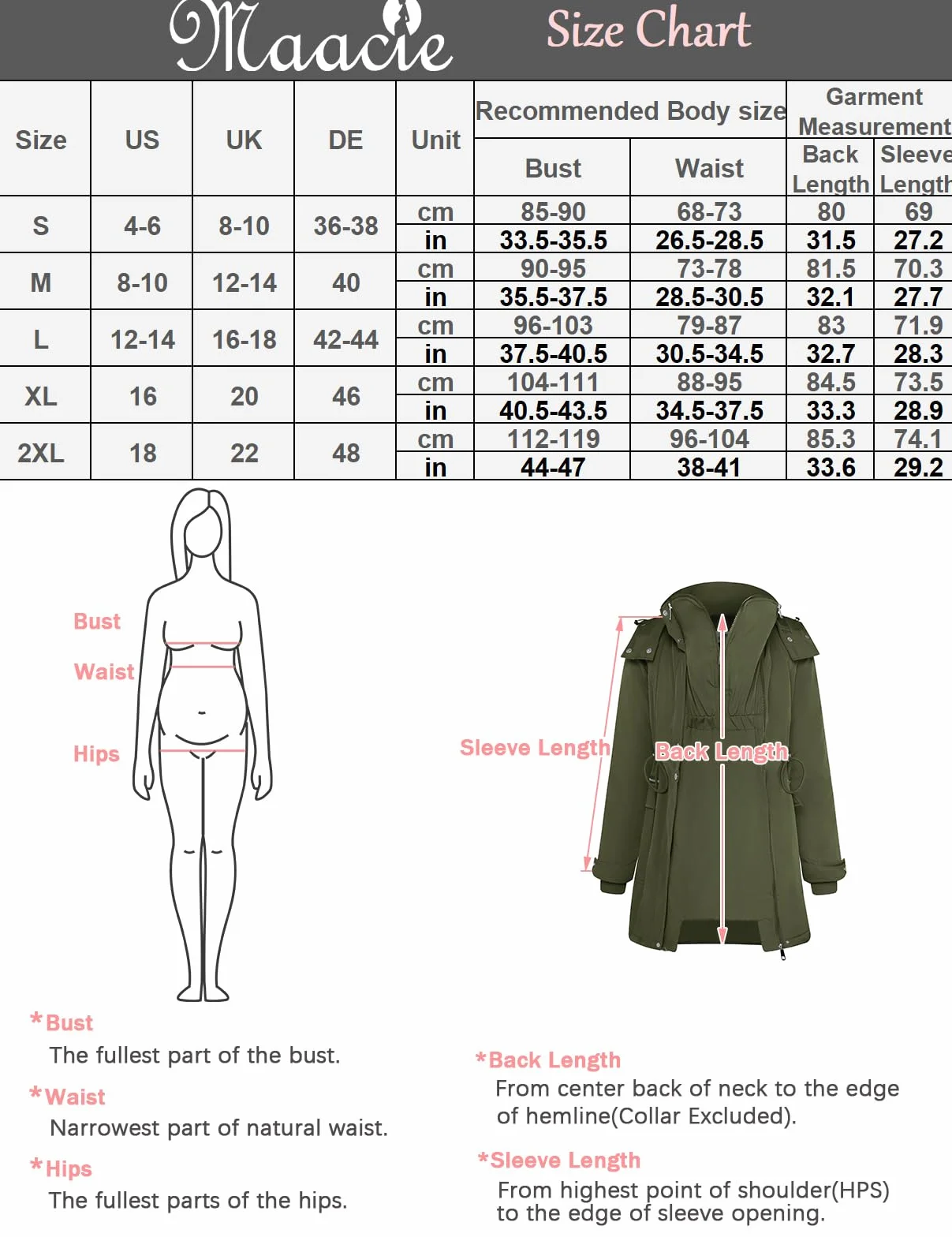 Maacie Veste de maternité matelassée en coton pour femme enceinte, manteau chaud à capuche