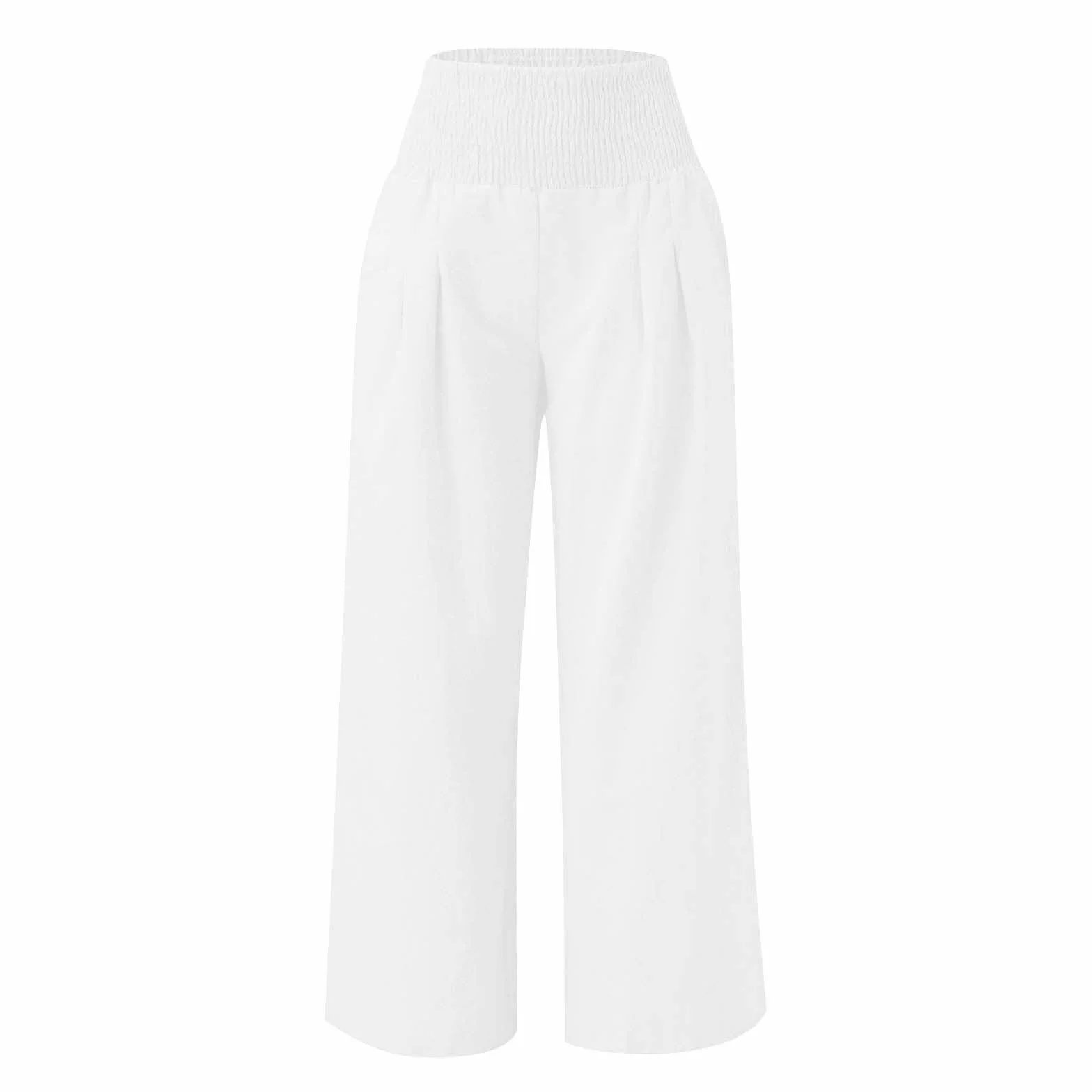 Pantalon en lin pour filles jambe large taille élastique léger respirant été décontracté ample doux confortable