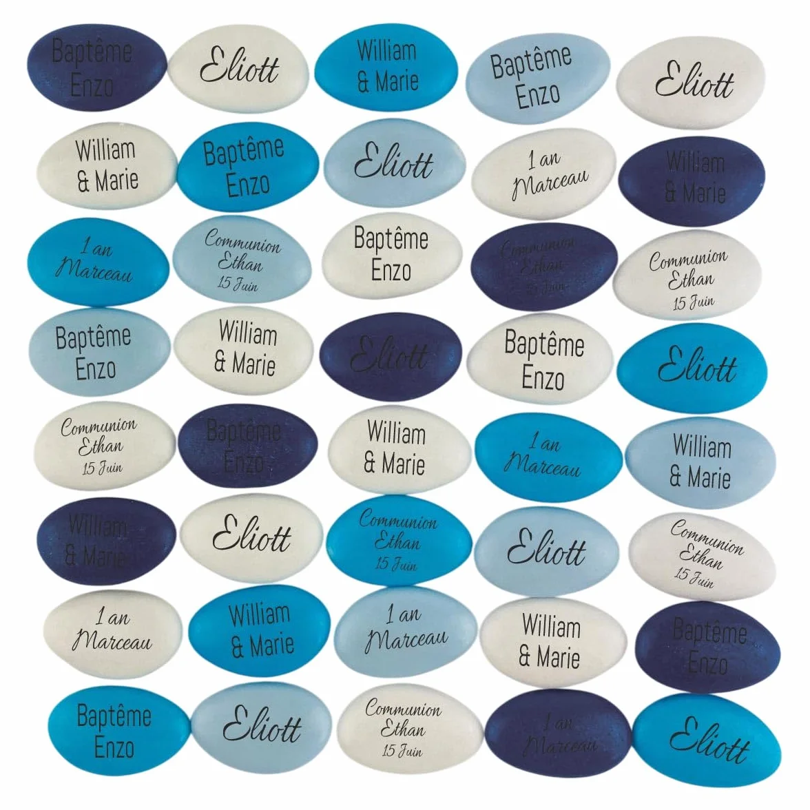 Dragées chocolat personnalisées 400g 71% cacao artisanales France - 20 coloris
