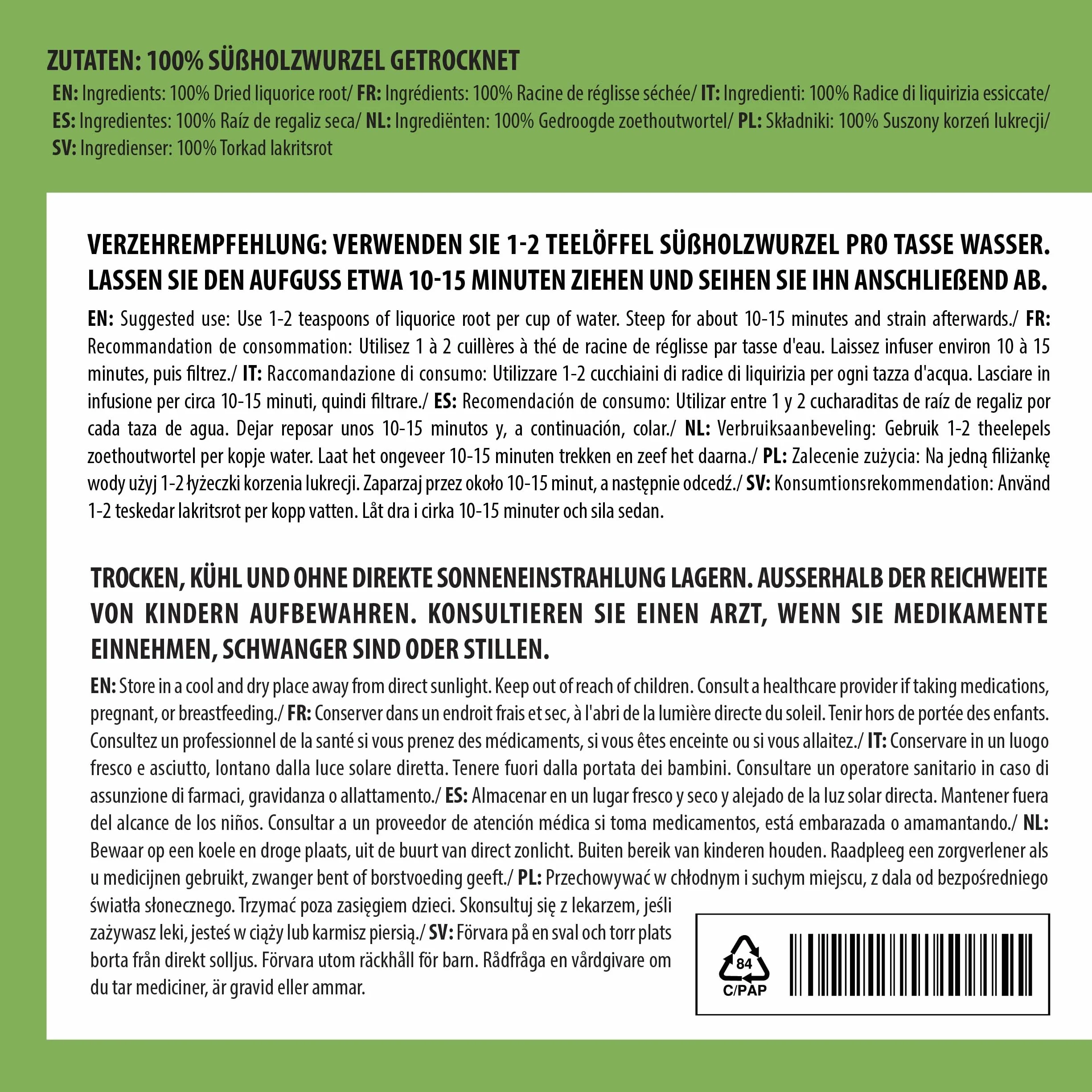 Alpi Nature Racine de Réglisse Tisane 250g, Racine de Reglisse Séchée et Coupée, Thé en Vrac