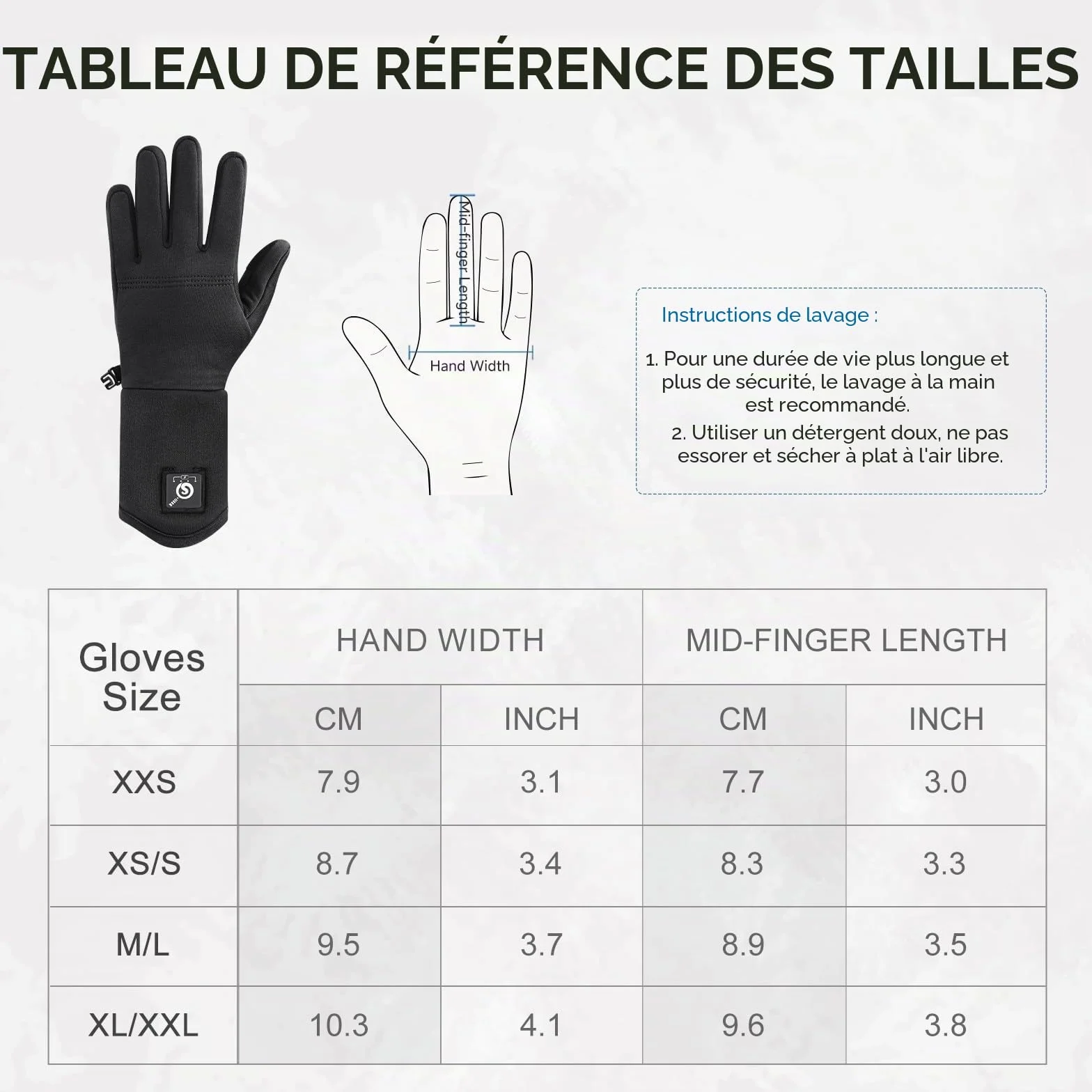 Day Wolf Gants Chauffants Électriques 7.4V 2200mAh Rechargeable pour Ski Randonnée Moto Hiver