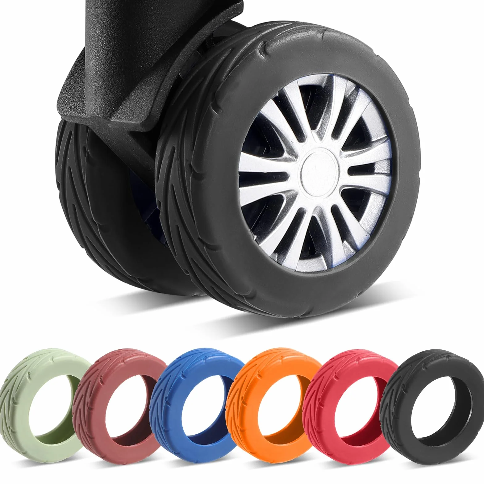 Couvertures de Roue de Bagage en Silicone 8 pièces, Anti-Bruit, Résistantes à l'Usure, pour Roue 2-2,4"