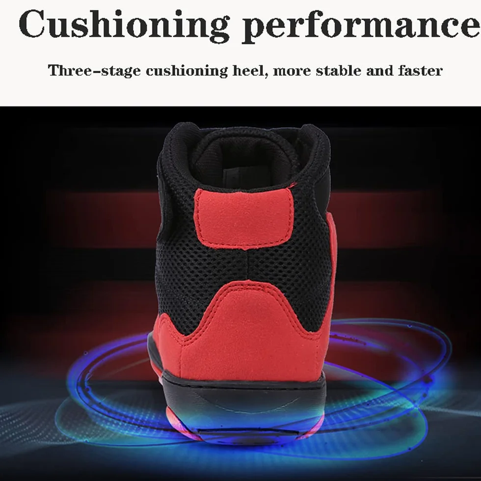 Chaussures de Lutte Respirantes pour Adultes et Enfants, Chaussures de Boxe de Compétition Professionnelle avec Protection de la Cheville