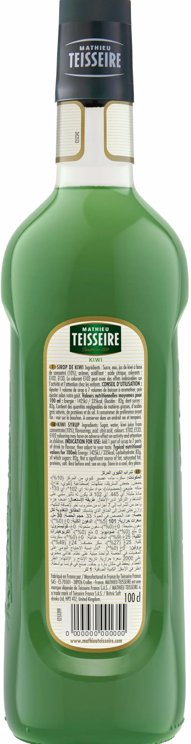 Teisseire Sirop de kiwi qualité professionnelle 100cl