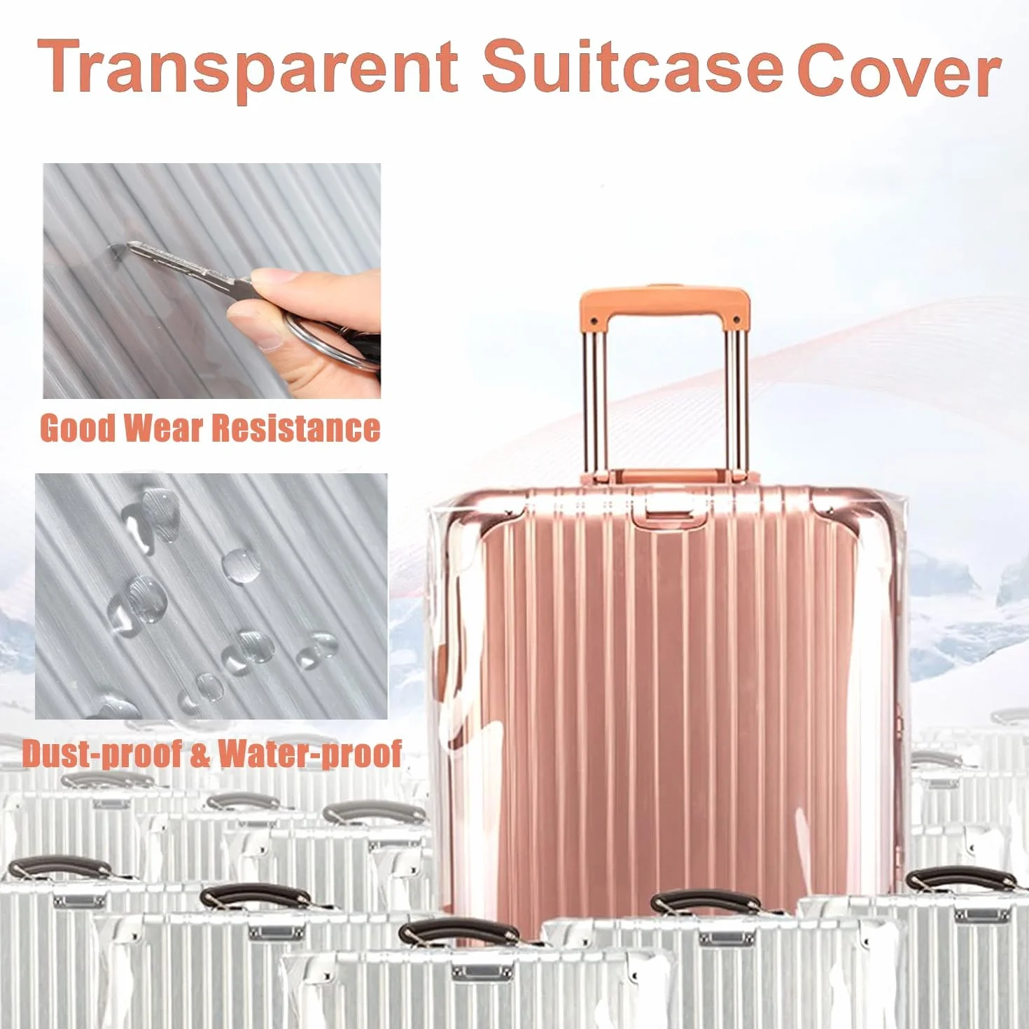 Housse de Valise Transparente en PVC, Protection Imperméable pour Bagages