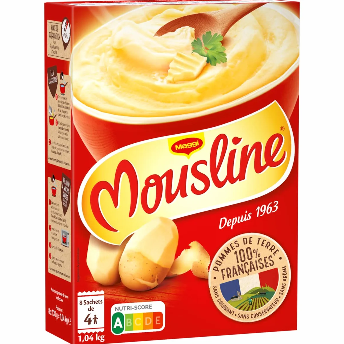 Lot de 3 unités *** MOUSLINE Purée de pommes de terre 8x4 personnes 8x130g