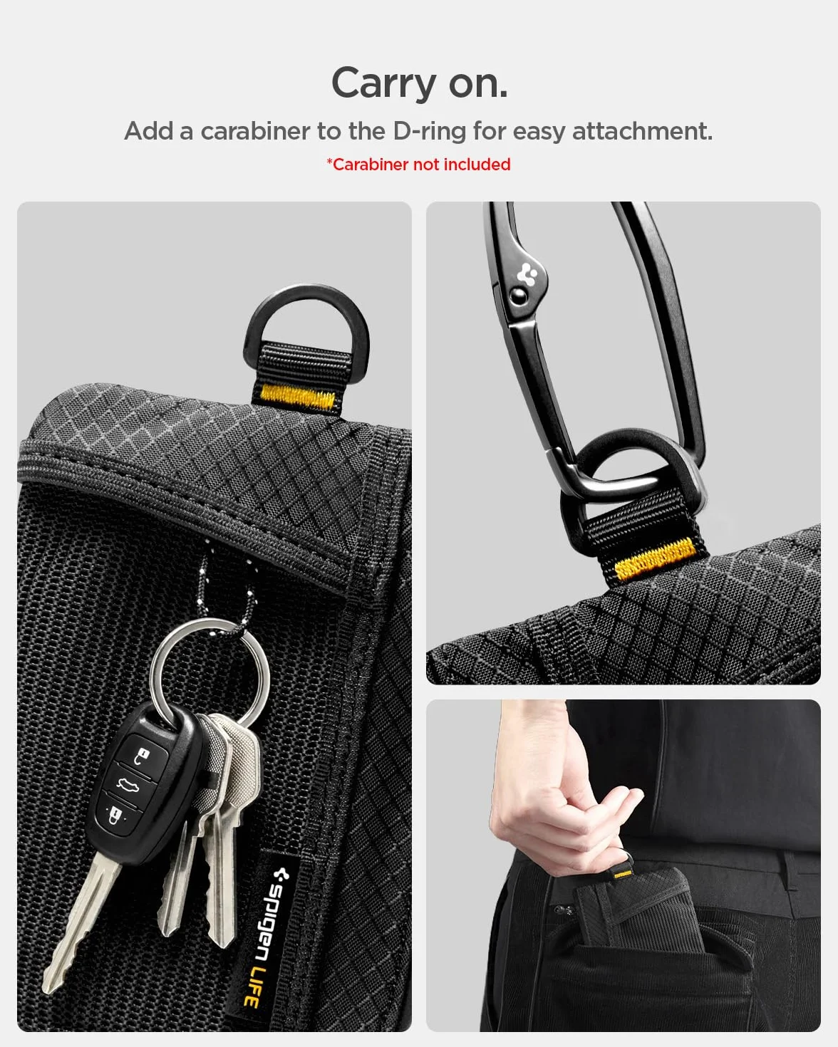 Spigen Life LF300 Portefeuille en Tissu Compact RFID, Pochette EDC Résistante à l’Eau avec Fermeture Éclair YKK, Capacité 10 Cartes, Noir
