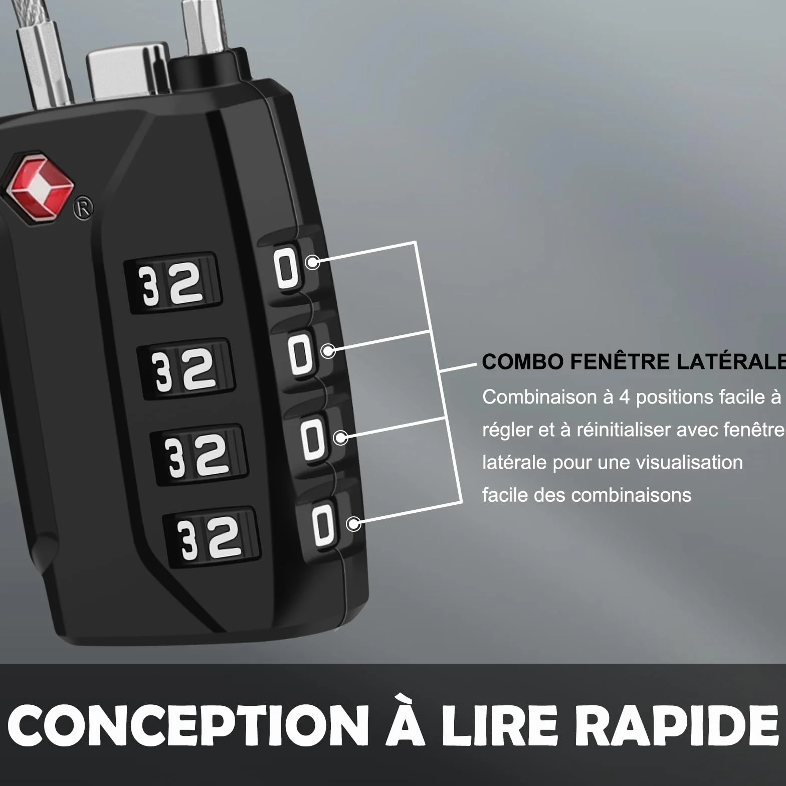 Serrure à Bagages TSA Lot de 2 Cadenas à Code 4 Chiffres Valise Combinaison Noir