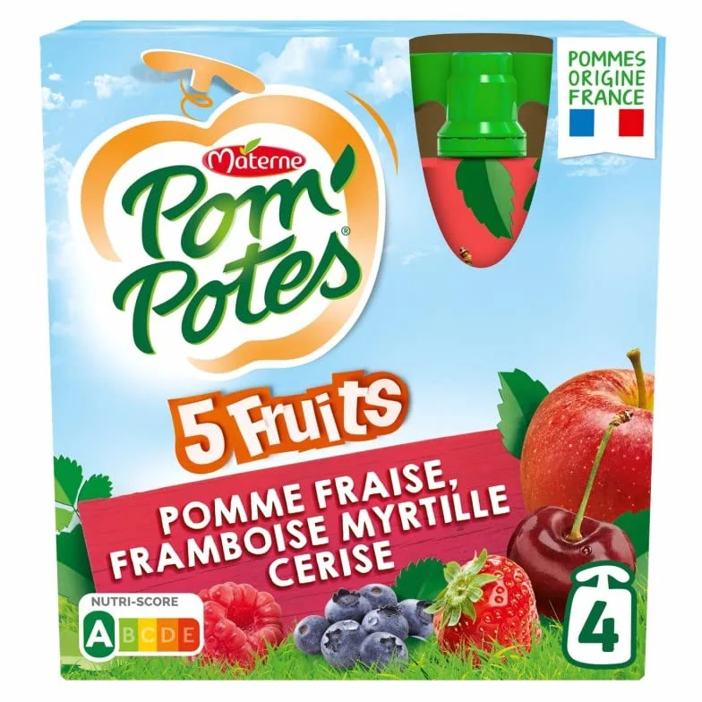 POM'POTES - sans sucres ajoutes 5 fruits rouges 4x90g - Trois Articles
