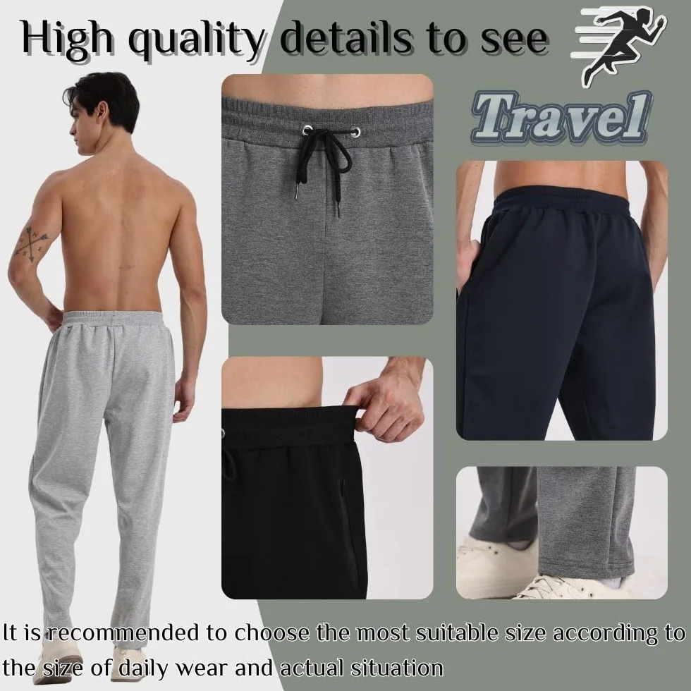 Lot de 3 pantalons de jogging athlétiques homme fermeture éclair respirants flexibles
