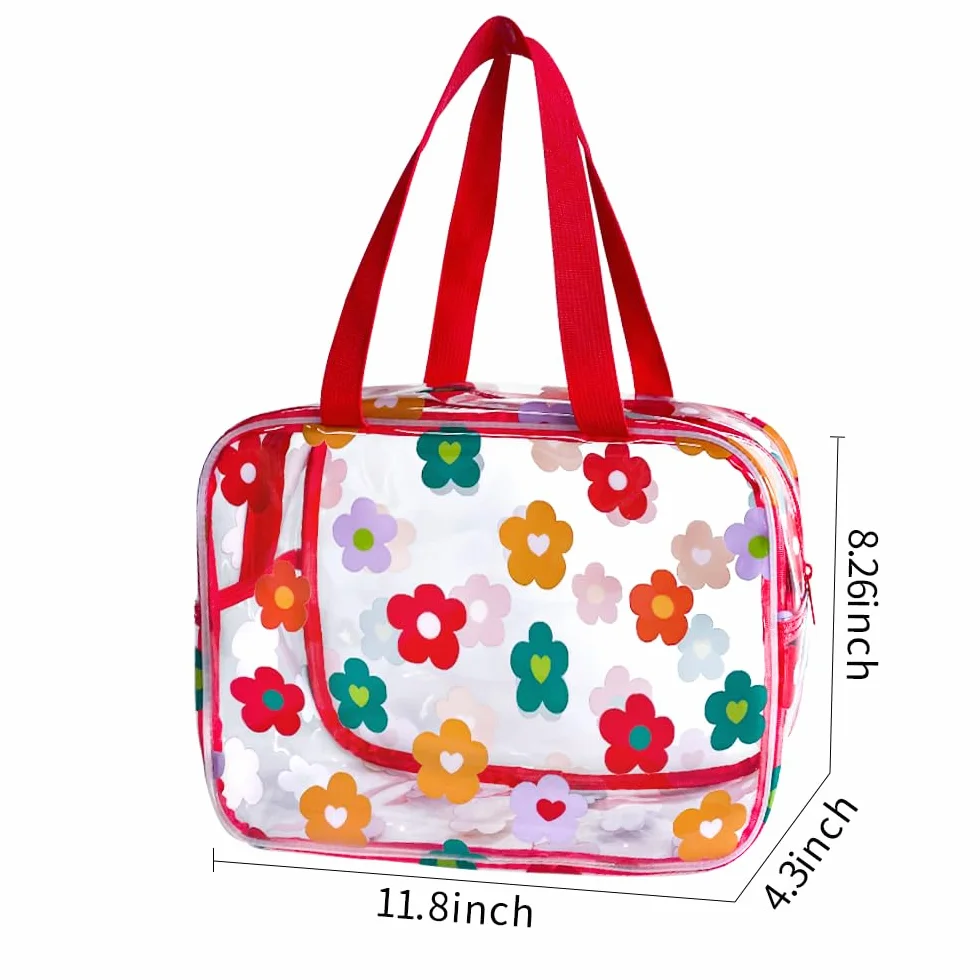 Trousse de toilette imperméable PVC motif floral 30 x 21 x 11 cm fermeture éclair voyage