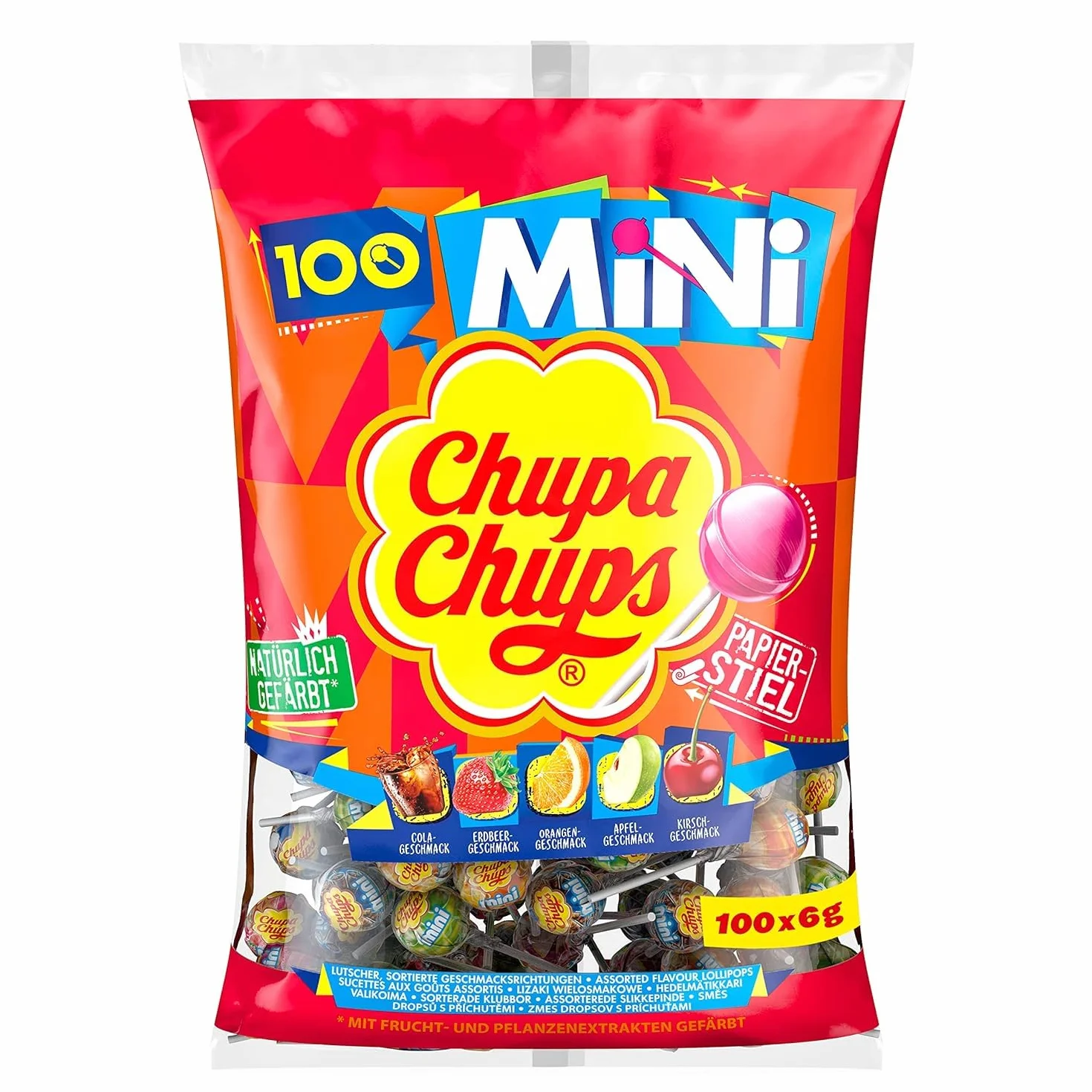 Chupa Chups Chupa Chups Sachet De 100 Mini Sucettes Assorties, Orange (Lot de 1)