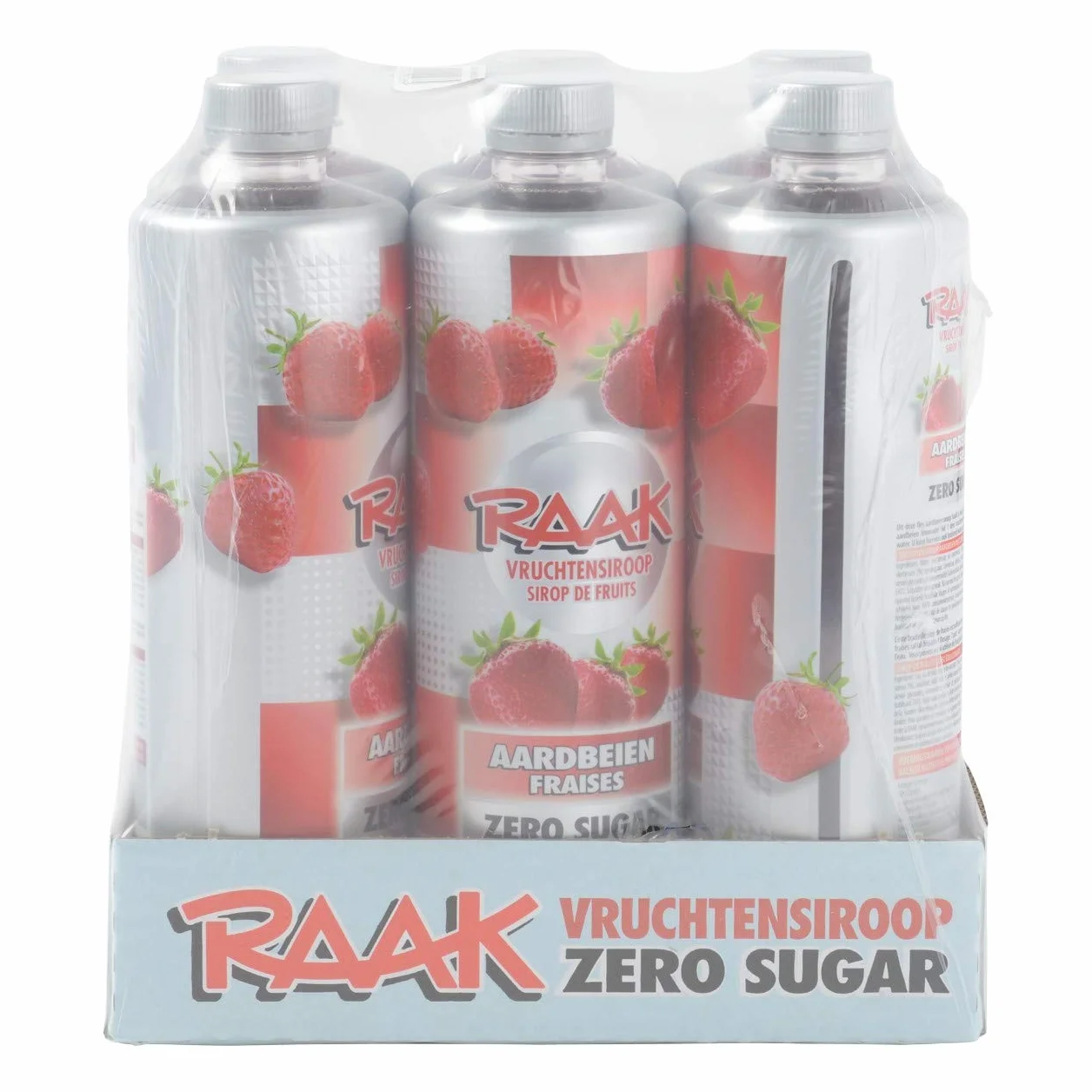 RAAK Sirop Fraise ZERO SUCRE – Pack 6×750 ml (180 verres) – 1 kcal par verre – Sans sucre ajouté – Dilution 1:7 – Format familial