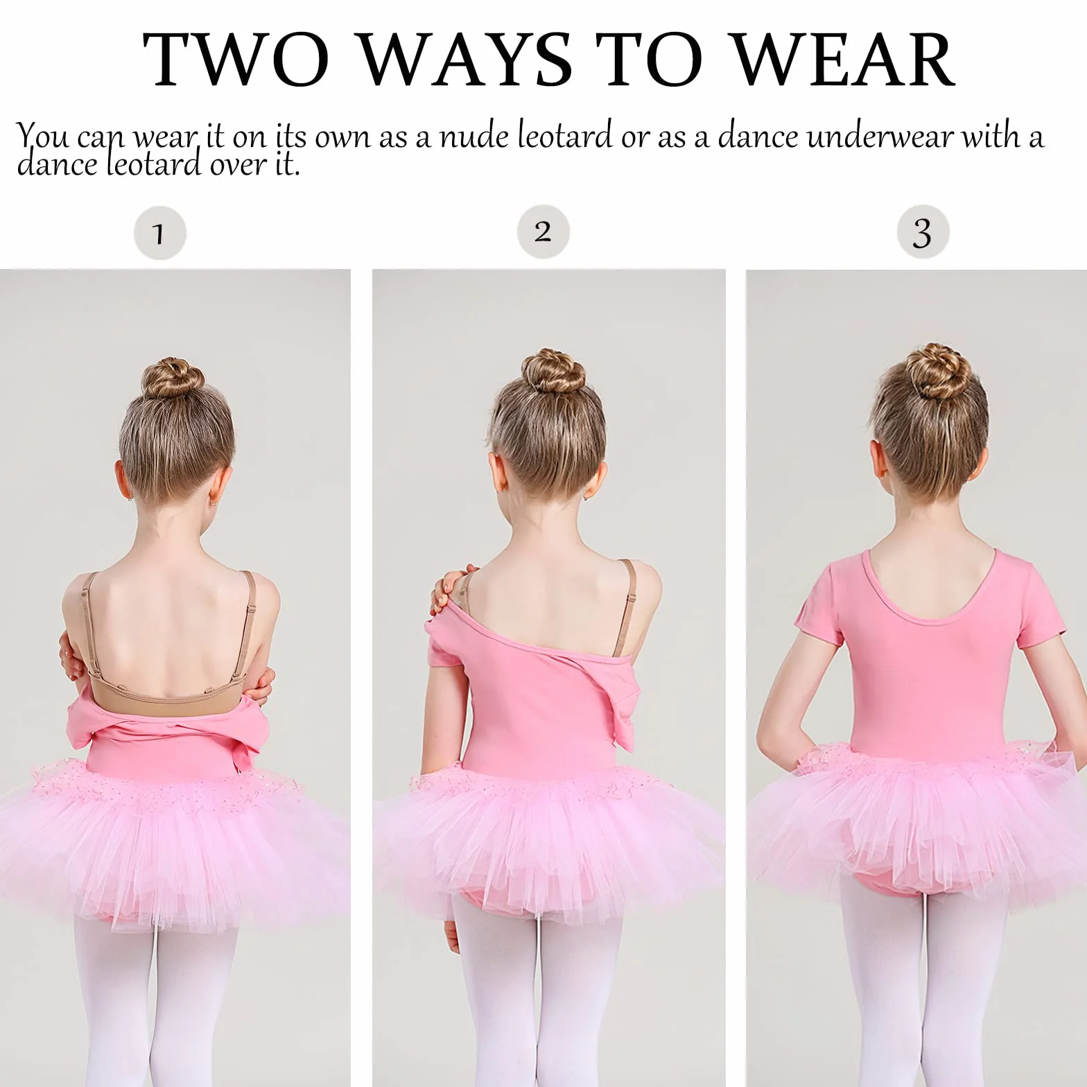 Justaucorps de Gymnastique Nu Sans Couture avec Bretelles Réglables pour Filles