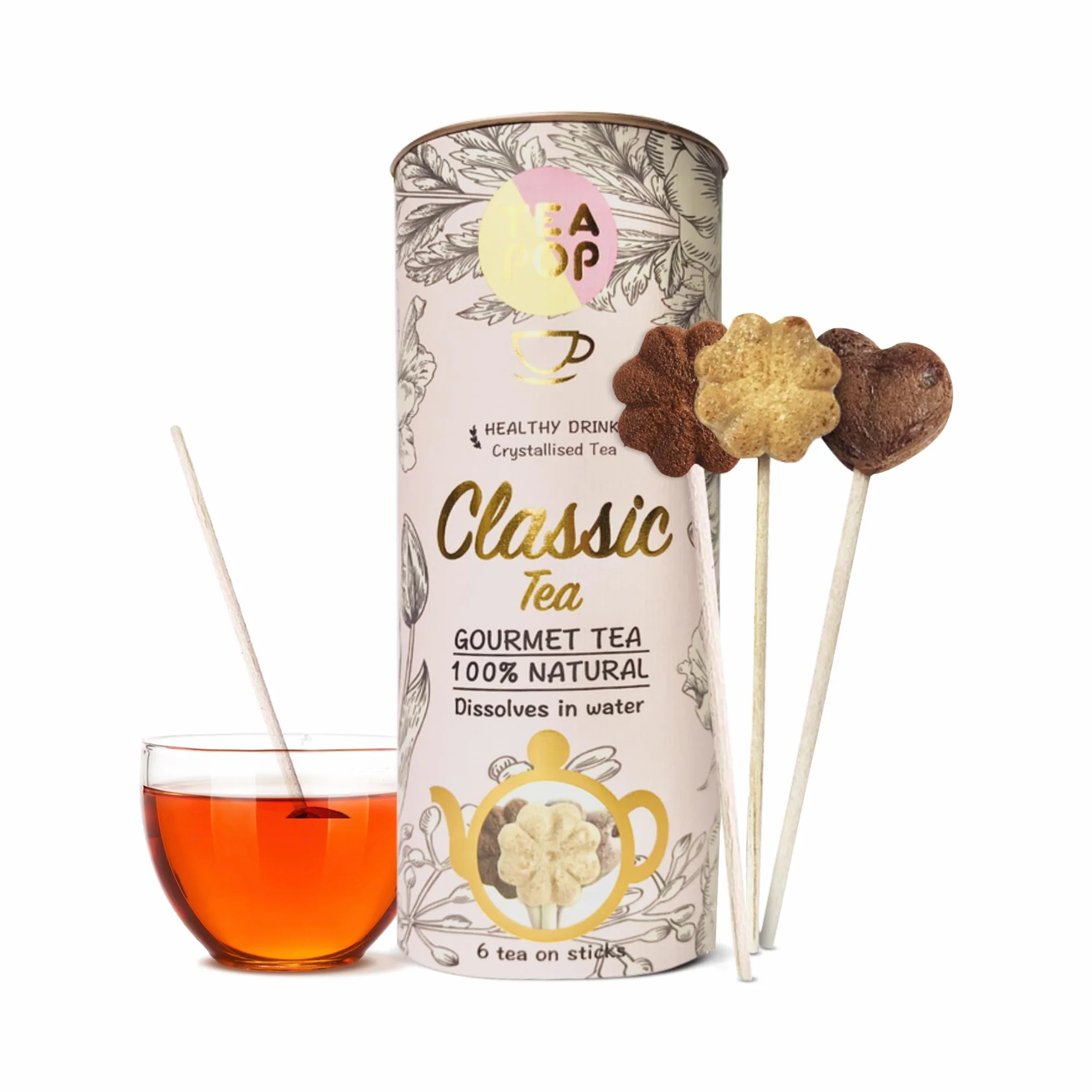 TEA On-A-Stick | boîte-cadeau assortie de délicieux thé gastronomique cristallisé dans un pop | fabriqué à partir de plan, de fruits et d'herbes | se dissout entièrement dans l'eau