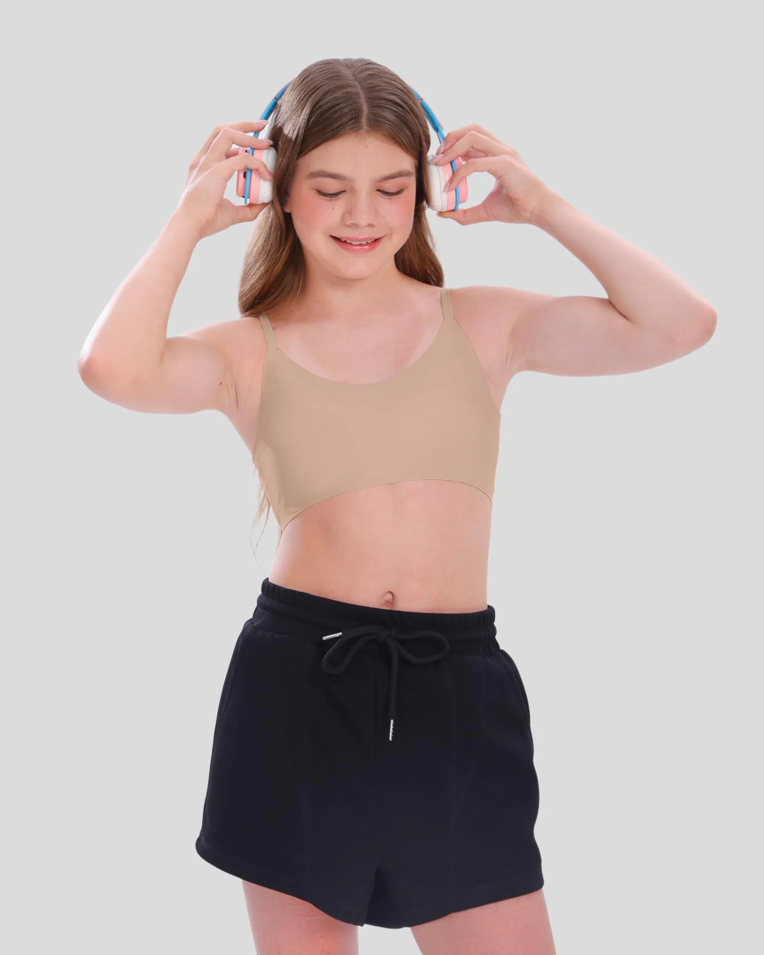 SALIA GIRL Soutien-Gorge d'Entraînement Rembourré Fixe pour Filles 10-14 Ans, Sport Sans Coutures Bretelles Réglables