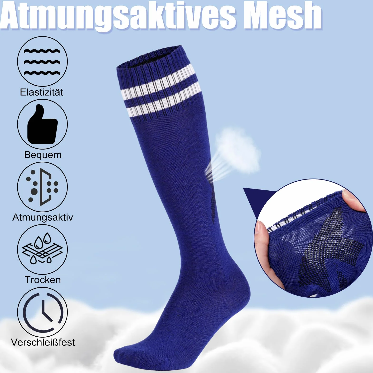 Yamitora Chaussettes de football enfants 35-38 respirantes longues garçons filles 9-12 ans élastiques