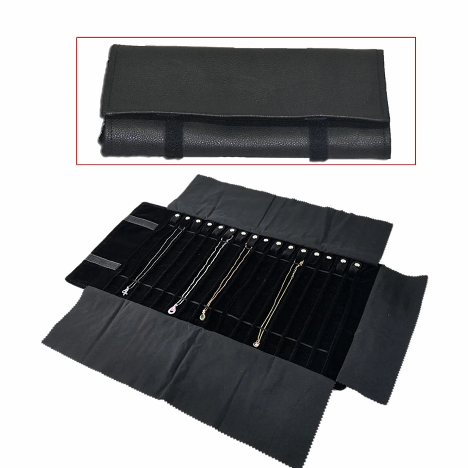 Sac en Rouleau de Rangement de Bijoux, Support d'Affichage pour Vitrine de Pendentifs