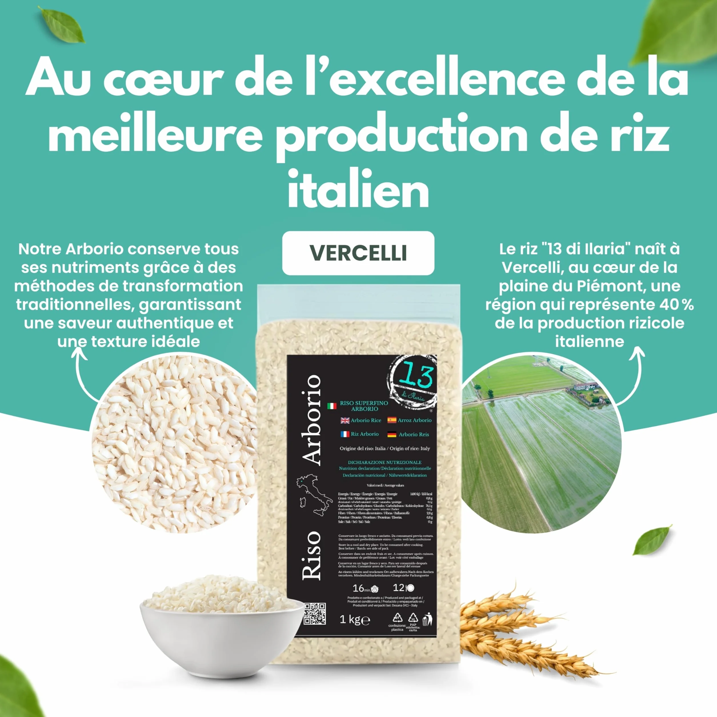 Riz Arborio Italien 2 kg – Spécial Risottos, Arancini et Soupes – Grains Fermes et Crémeux – Sans Gluten – Made in Italy - 13 di Ilaria