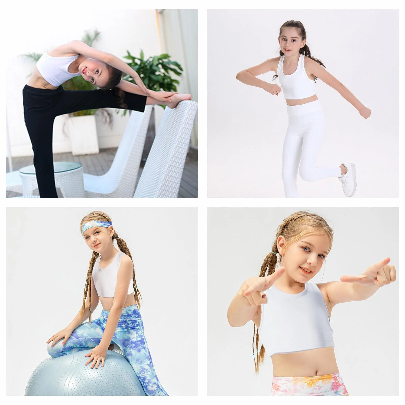 Lot de 4 soutiens-gorge courts pour filles en coton doux 8-14 ans