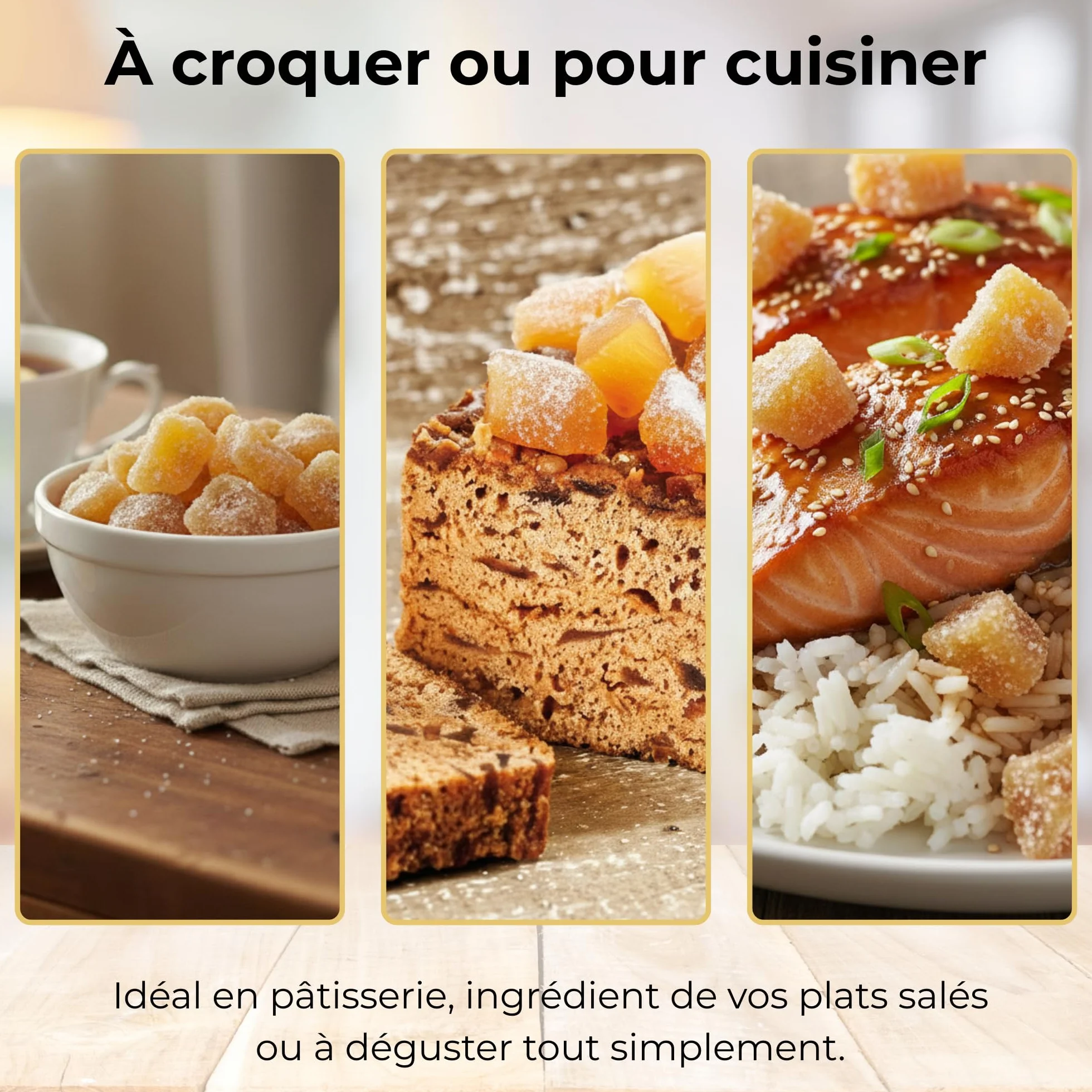 Gingembre confit BIO en cubes 1850 g – Sachet vrac – Format familial