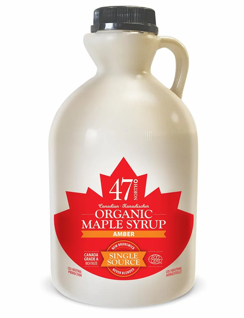 47 North Sirop d'érable biologique canadien, Single Source, Grade A, (Amber Rich, 1000ml)