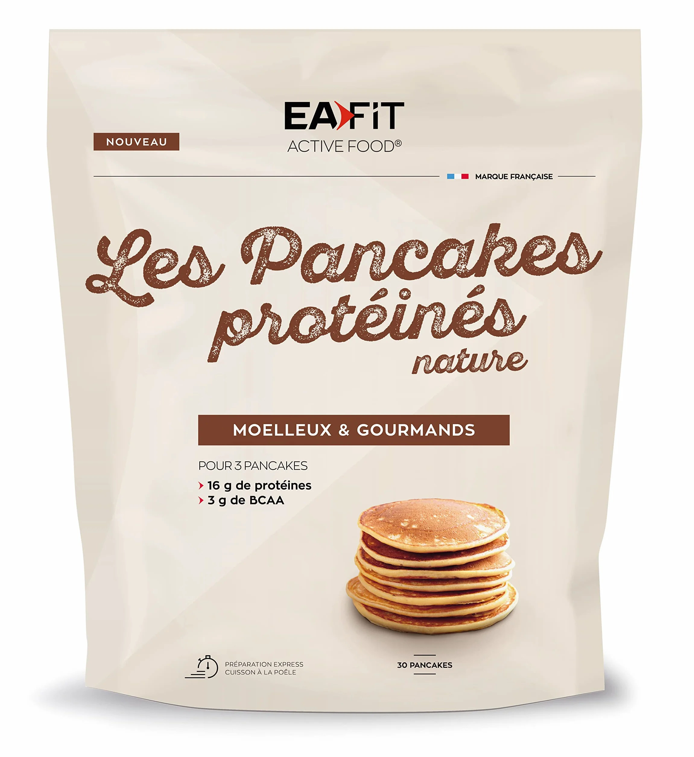 Les Pancakes Protéinés Nature - 400g - 16g de protéines - 3g de BCAA par portion de 3 PANCAKES - FAIBLE en Matières Grasses