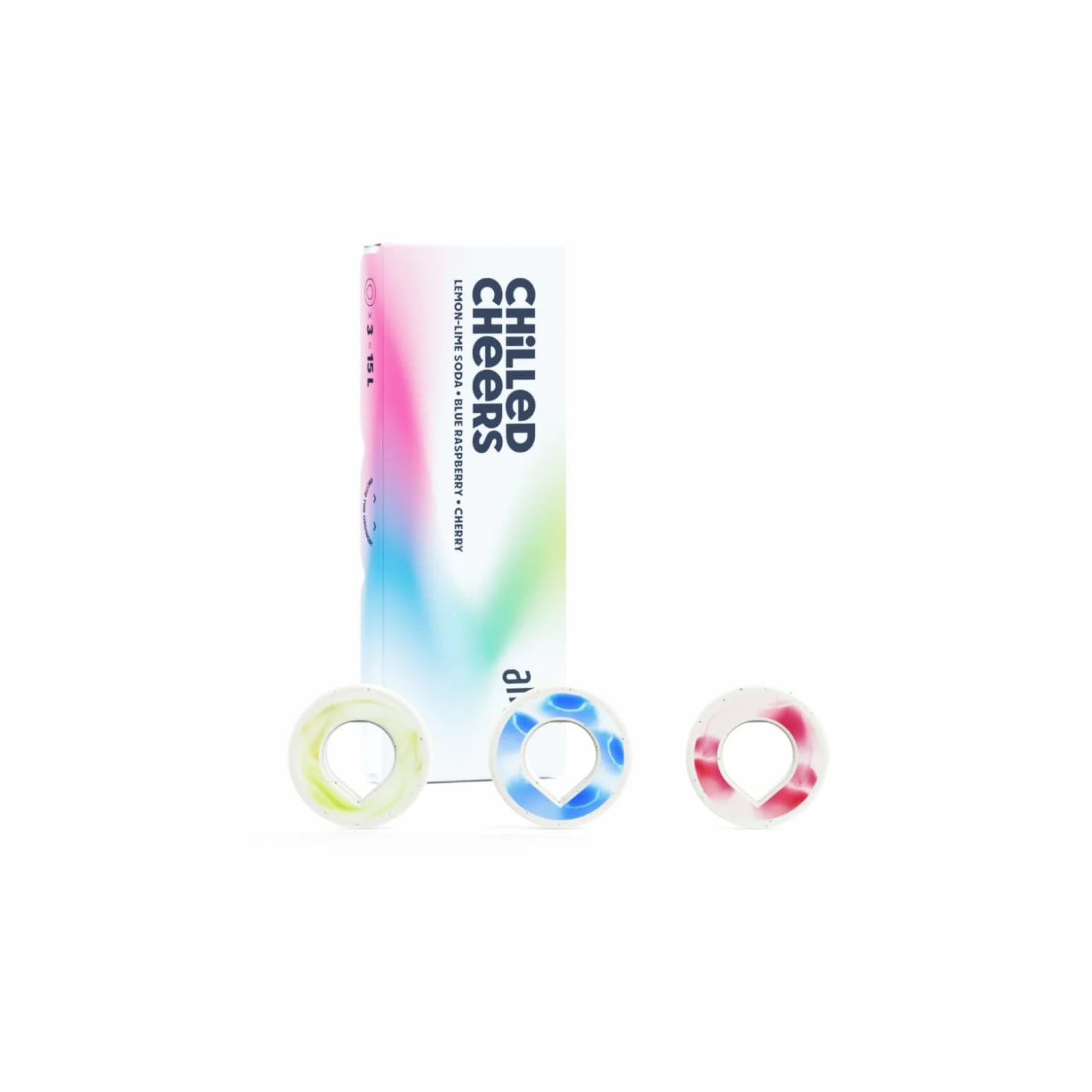 Pods Air Up Chilled Cheers Pack de dégustation – Citron Lime Soda, Framboise bleue, Cerise – Lot de capsules aromatiques pour bouteille Airup 15 l d'eau, goût sans sucre et sans calories uniquement