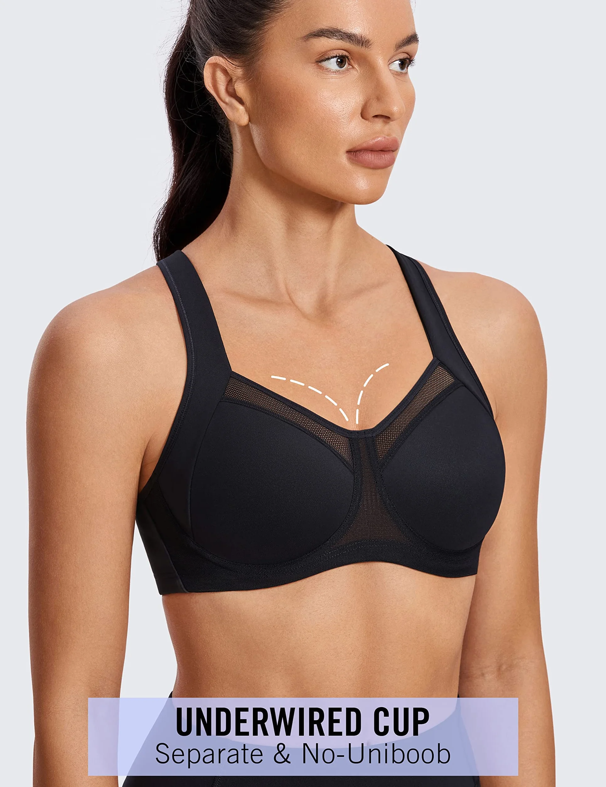 SYROKAN Soutien Gorge Sport Femme Maintien Extreme Armature Dos Nageur Impact Elevé Non Rembourré