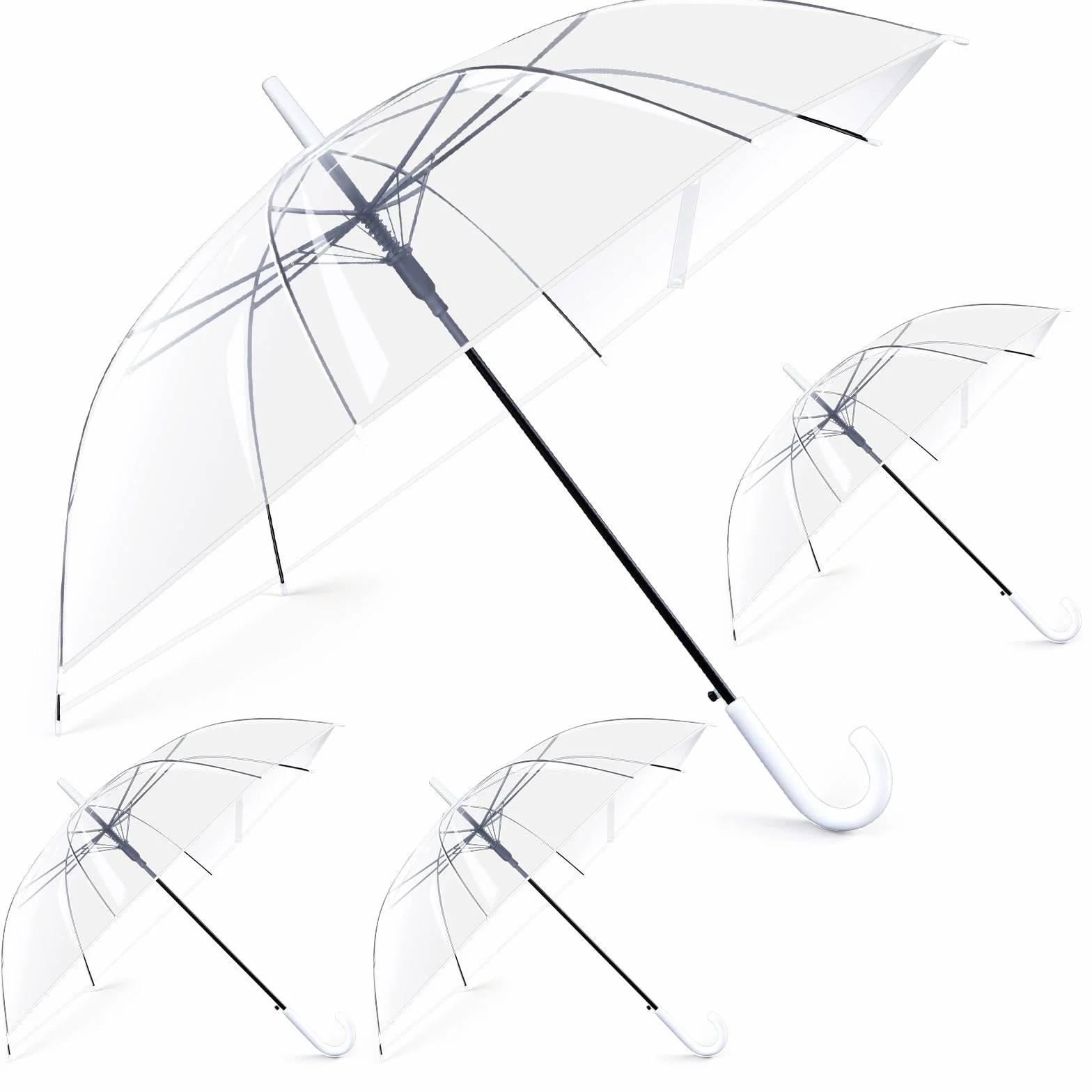 Hestya 4 Paquet Parapluies Transparents Mariage dôme Semi-Automatique