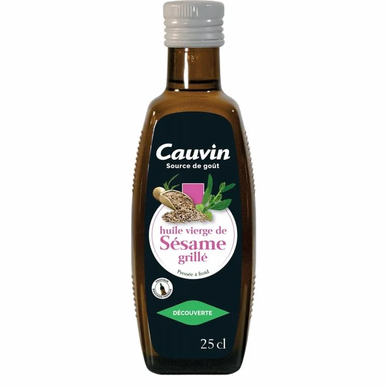 CAUVIN - Huile de Sésame Grillé - Arôme Intense - Pour une Cuisine Saine et Savoureuse - 25cl - Le Lot De 3