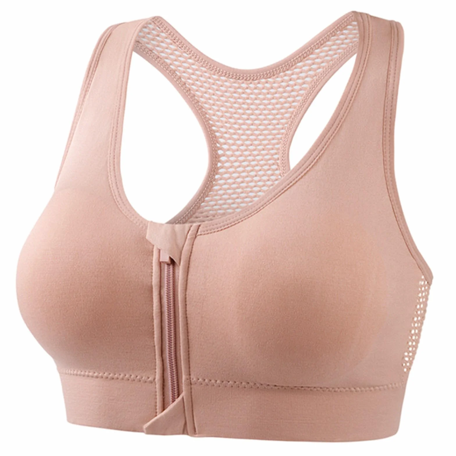 Lot de 3 Paires Soutien Gorge sans Armature Brassiere Sport Femme Maintien Fort Fermeture Devant Zippée Push Up Légère Bretelles Croisées Dos Tailles S à 4XL