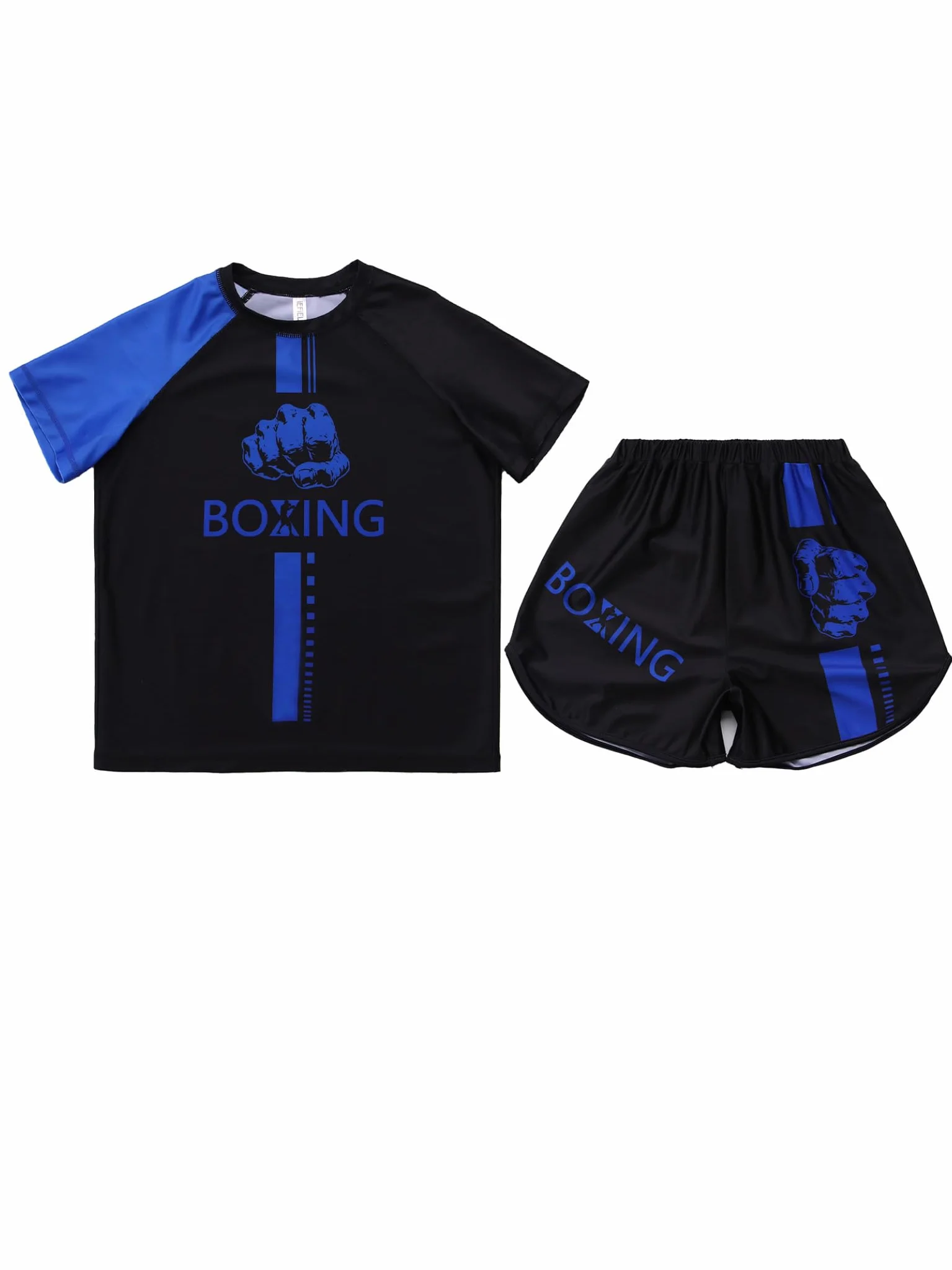 Yhong Ensemble de Boxe pour Enfants Shorts et Chemises Muay Thai Uniforme de Boxeur Vêtements de Sport