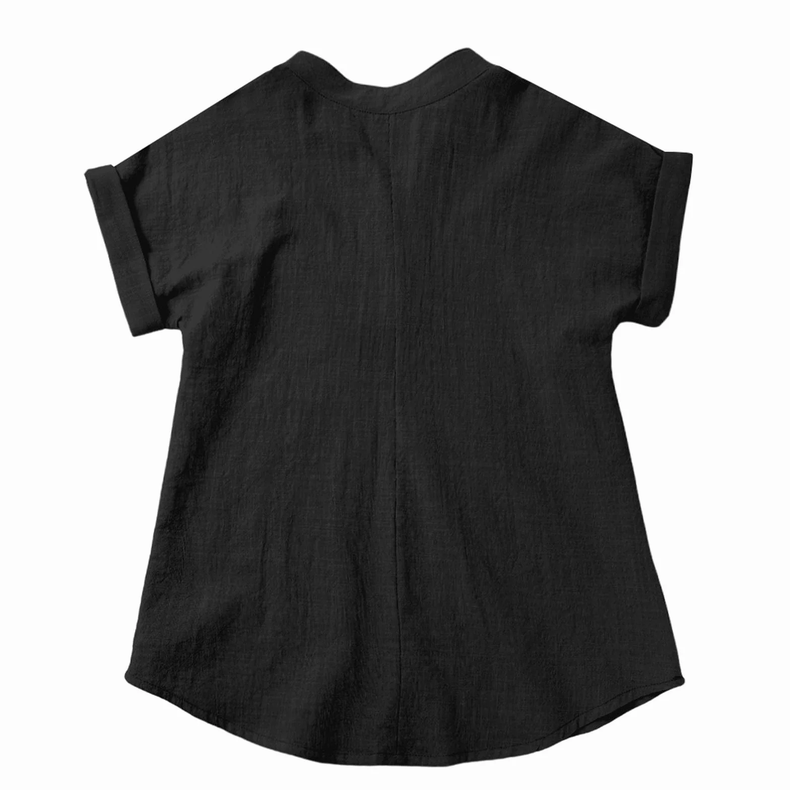 T-shirt à manches courtes en lin uni pour filles col à revers tunique d'école 2025