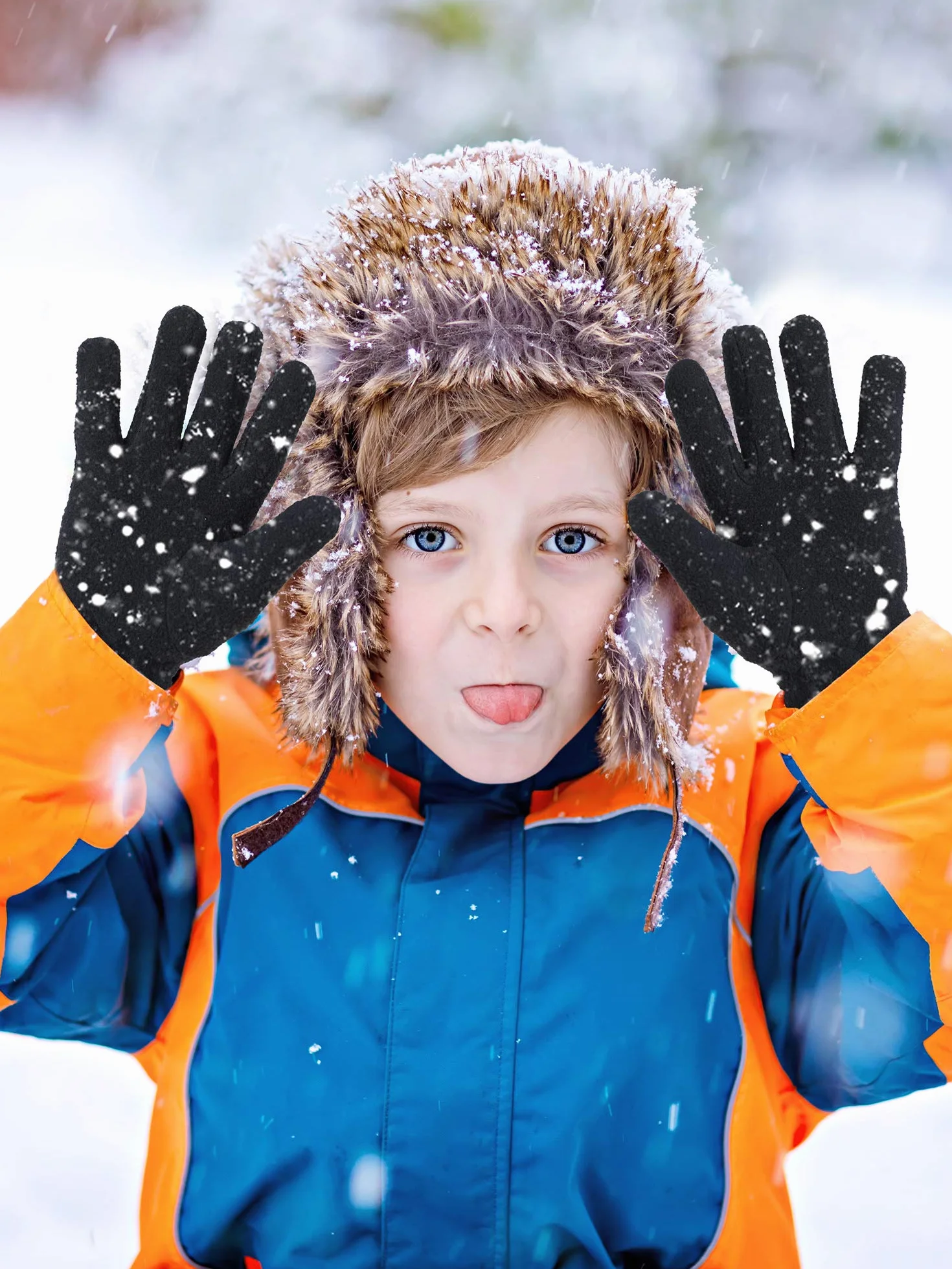 SATINIOR Kids Fleece Winter Gloves 3 Pairs Boys Magic Mittens Soft Warm Outdoor