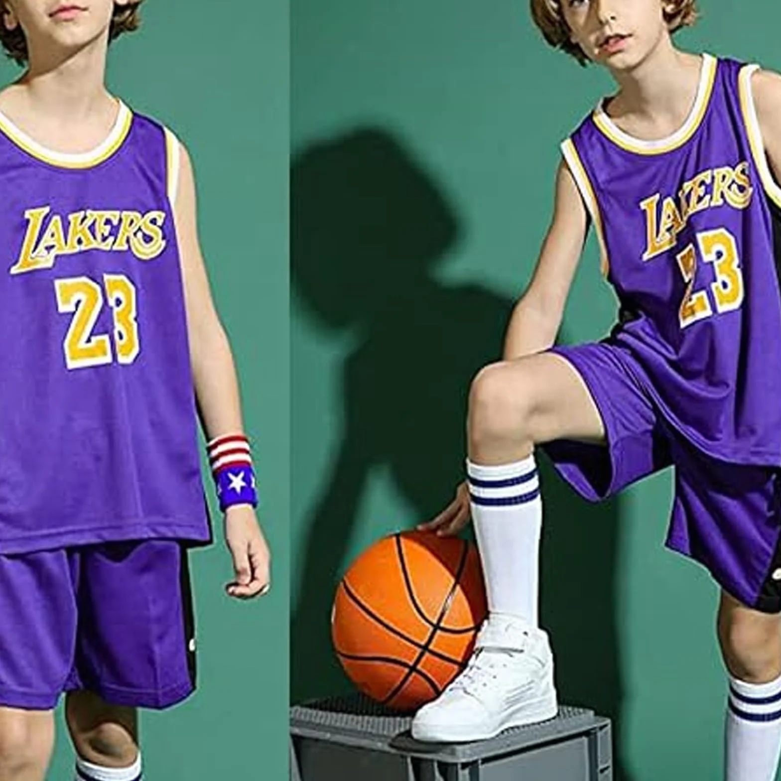 Qkdyky Maillot Basket Enfant 2 Pièces, Tenue Basketball Garçon Respirant Séchage Rapide