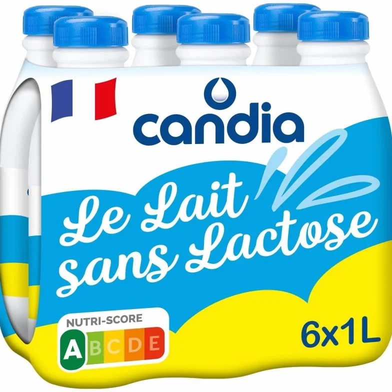 Candia Le Lait Sans Lactose Léger, Doux & Digeste - 6 x 1L - Pour une digestion facile et un goût délicieux - Format pratique pour toute la famille ! - L'Unité