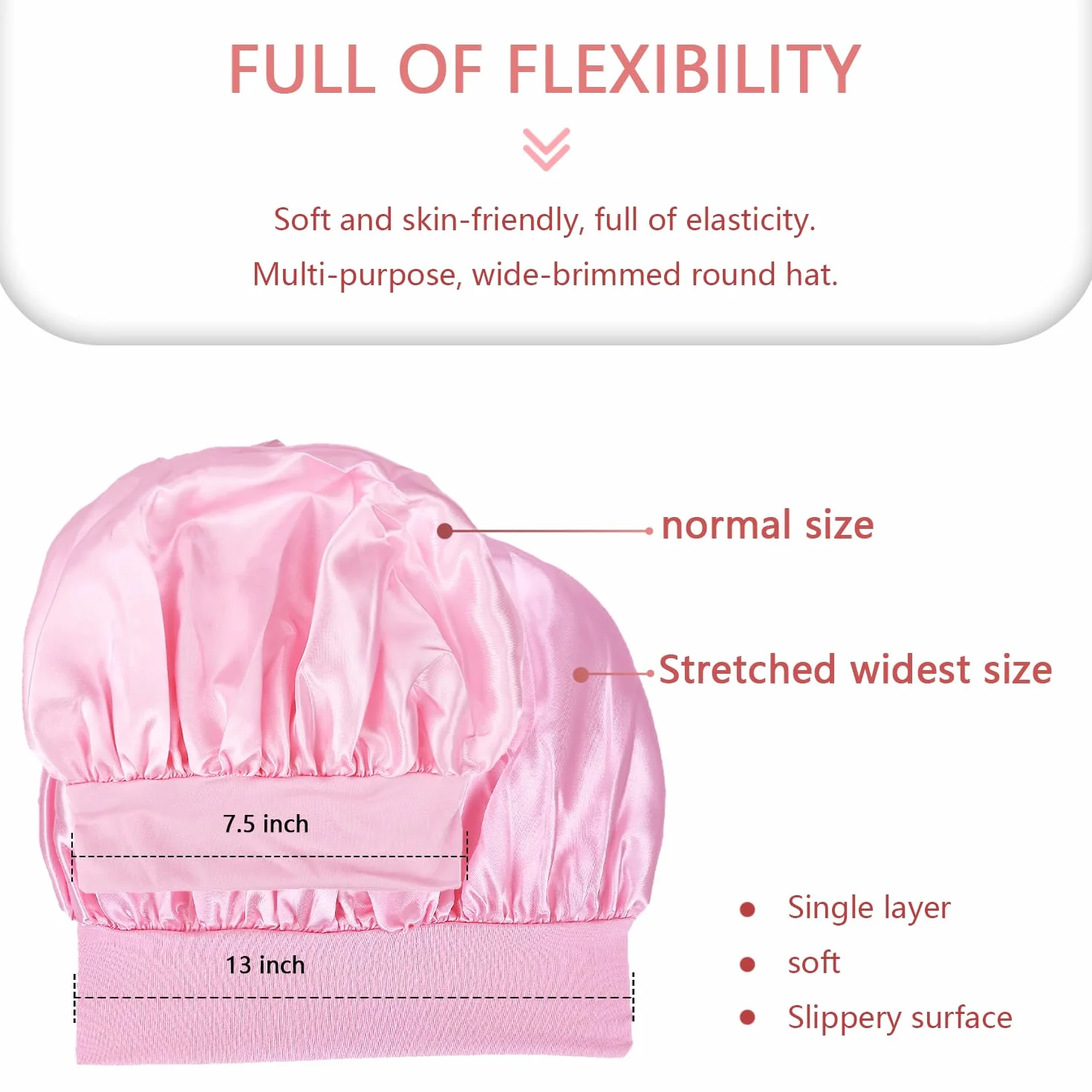 Bonnet Satin Cheveux Afro pour Femmes, Bonnet de Nuit en Soie (Motif de Rose: Noir+Rose)