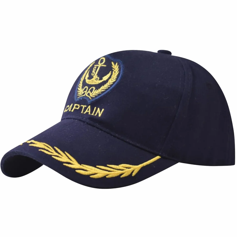 Chapeau de capitaine brodé ancre réglable nautique yacht marine baseball